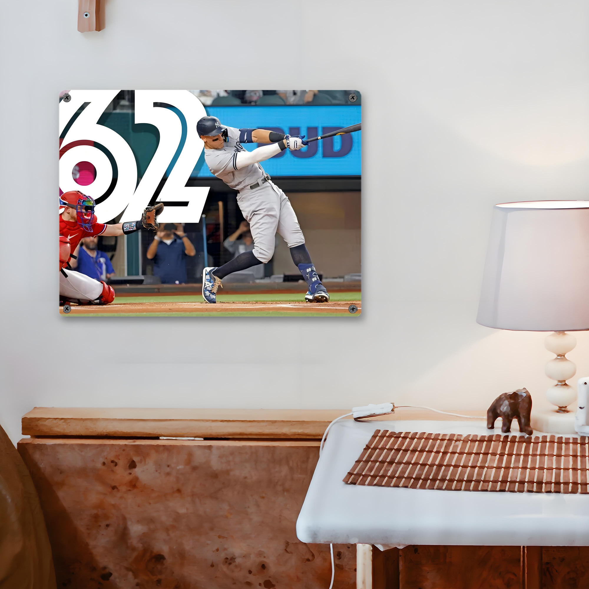 Aaron Judge 62nd Home Run Vintage Metal Tin Sign 16x12 – Full-Print Iron Wall Decor – Durable, Fade-Resistant – Easy To Hang – Ideal For Home, Bar, Kitchen & Office Decor