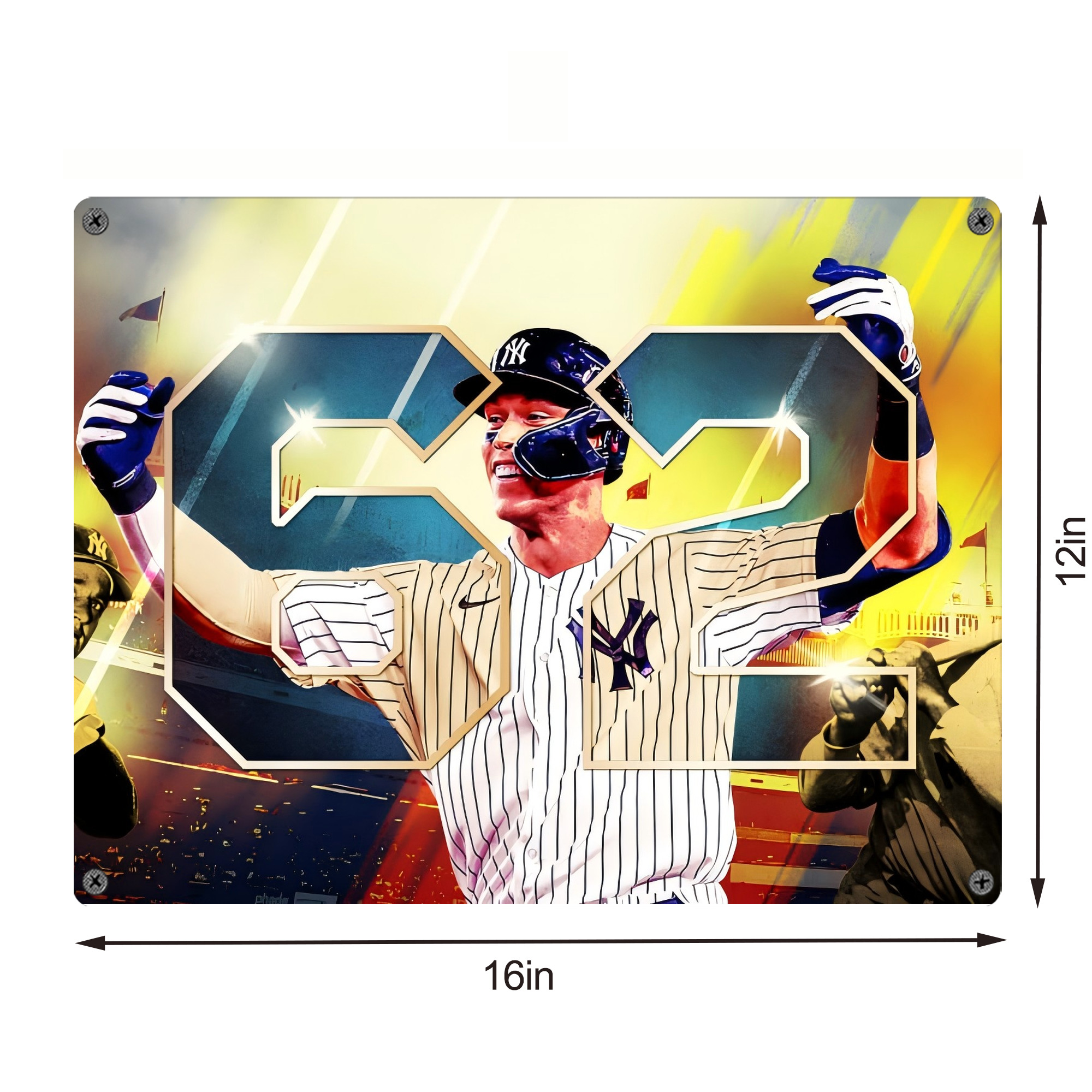 Aaron Judge 62nd Home Run Vintage Metal Tin Sign 16x12 – Full-Print Iron Wall Decor – Durable, Fade-Resistant – Easy To Hang – Ideal For Home, Bar, Kitchen & Office Decor