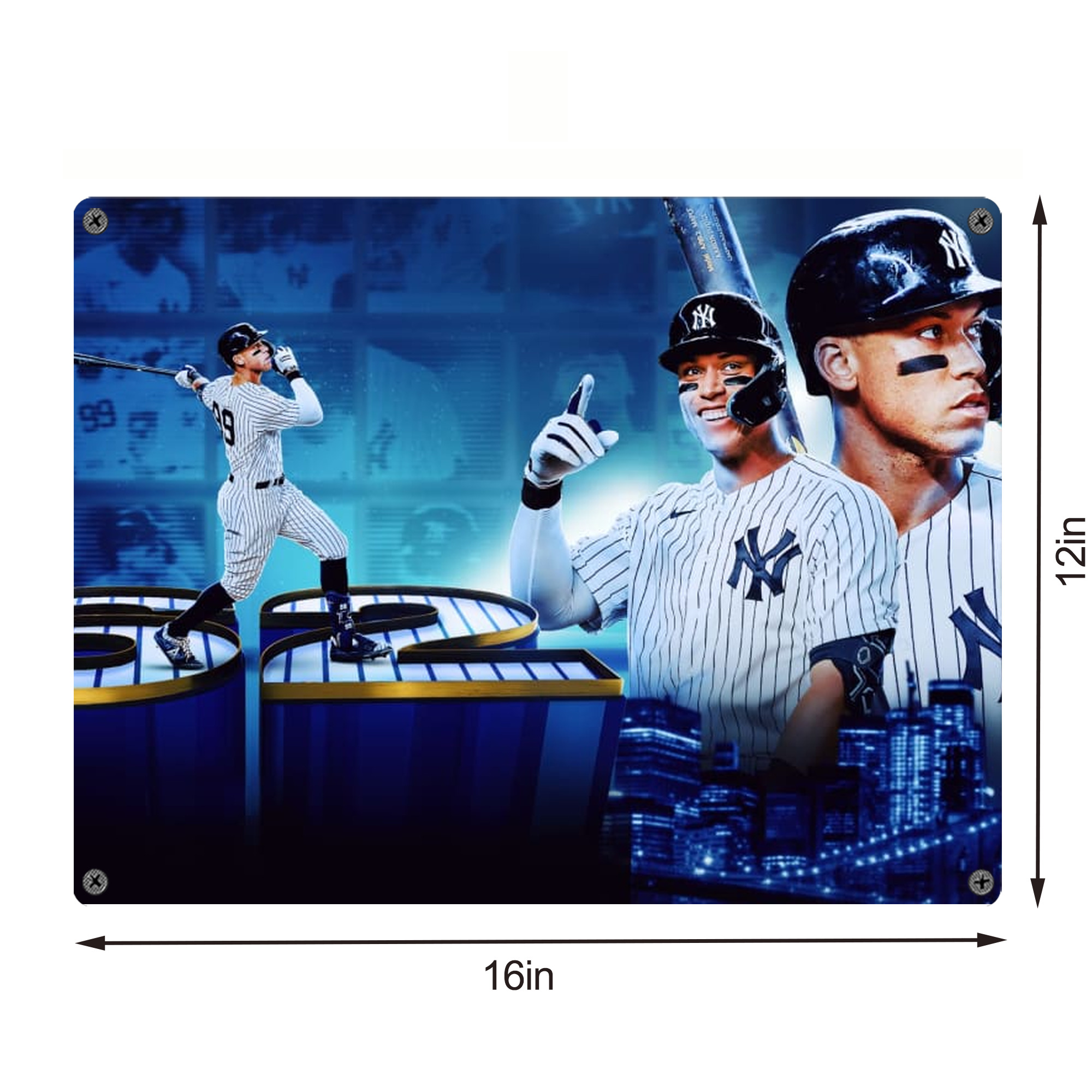 aaron judge 62nd home run Vintage Metal Tin Sign 16x12 – Full-Print Iron Wall Decor – Durable, Fade-Resistant – Easy To Hang – Ideal For Home, Bar, Kitchen & Office Decor