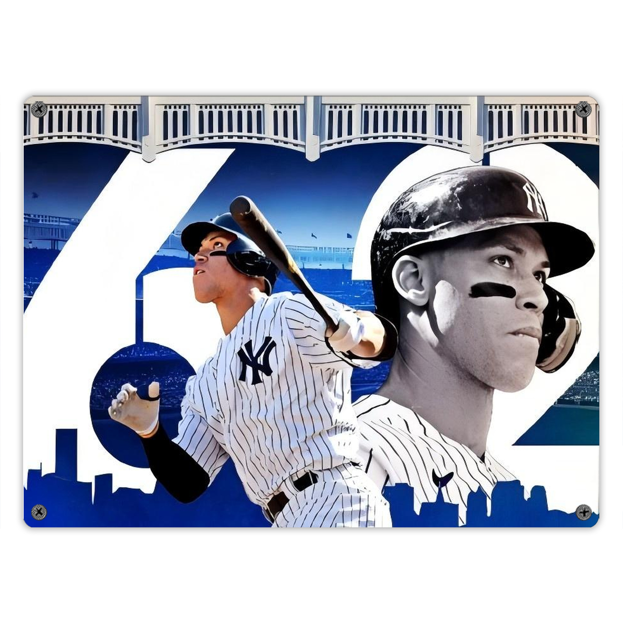 Aaron Judge 62 Home Runs Vintage Metal Tin Sign 16x12 – Full-Print Iron Wall Decor – Durable, Fade-Resistant – Easy To Hang – Ideal For Home, Bar, Kitchen & Office Decor