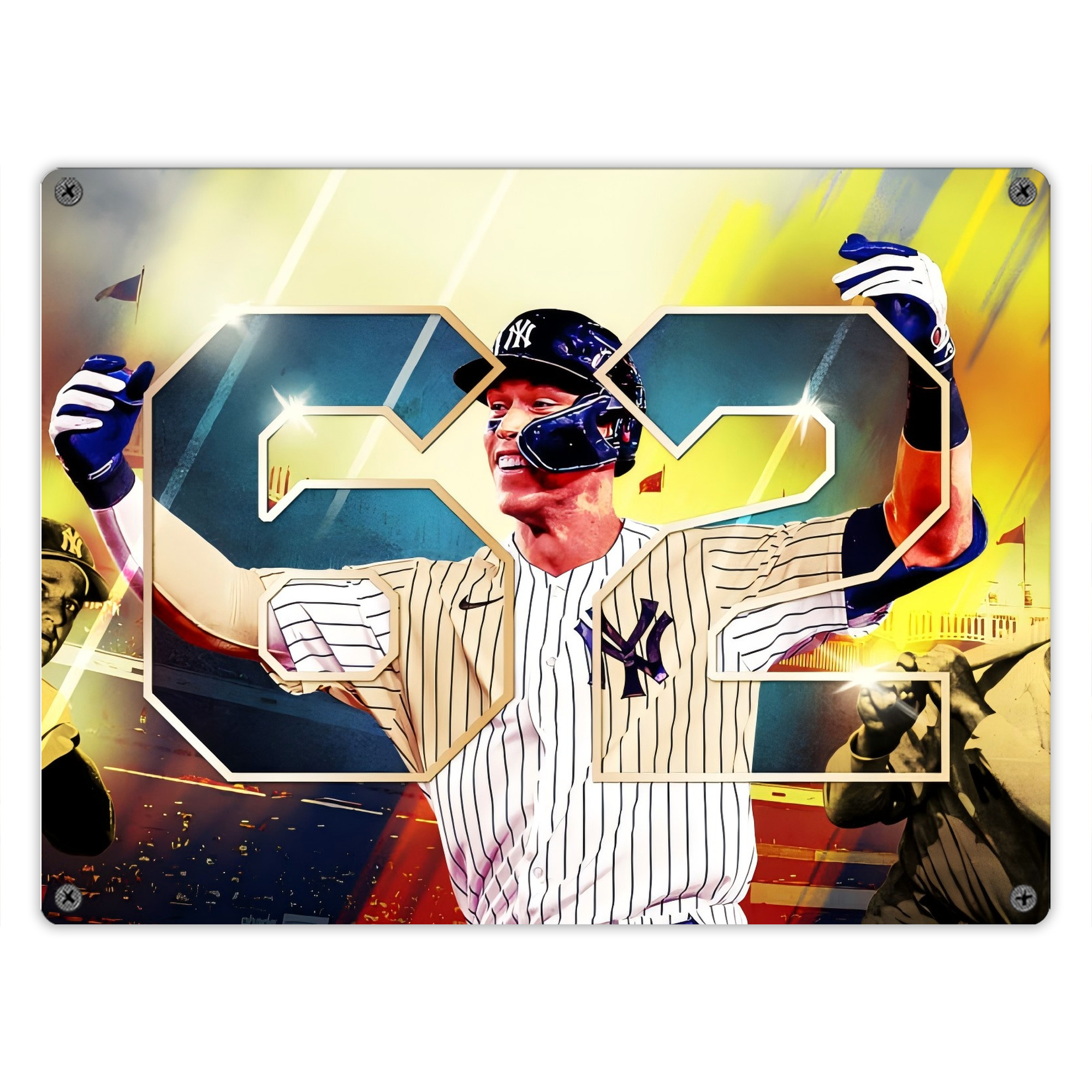 Aaron Judge 62nd Home Run Vintage Metal Tin Sign 16x12 – Full-Print Iron Wall Decor – Durable, Fade-Resistant – Easy To Hang – Ideal For Home, Bar, Kitchen & Office Decor