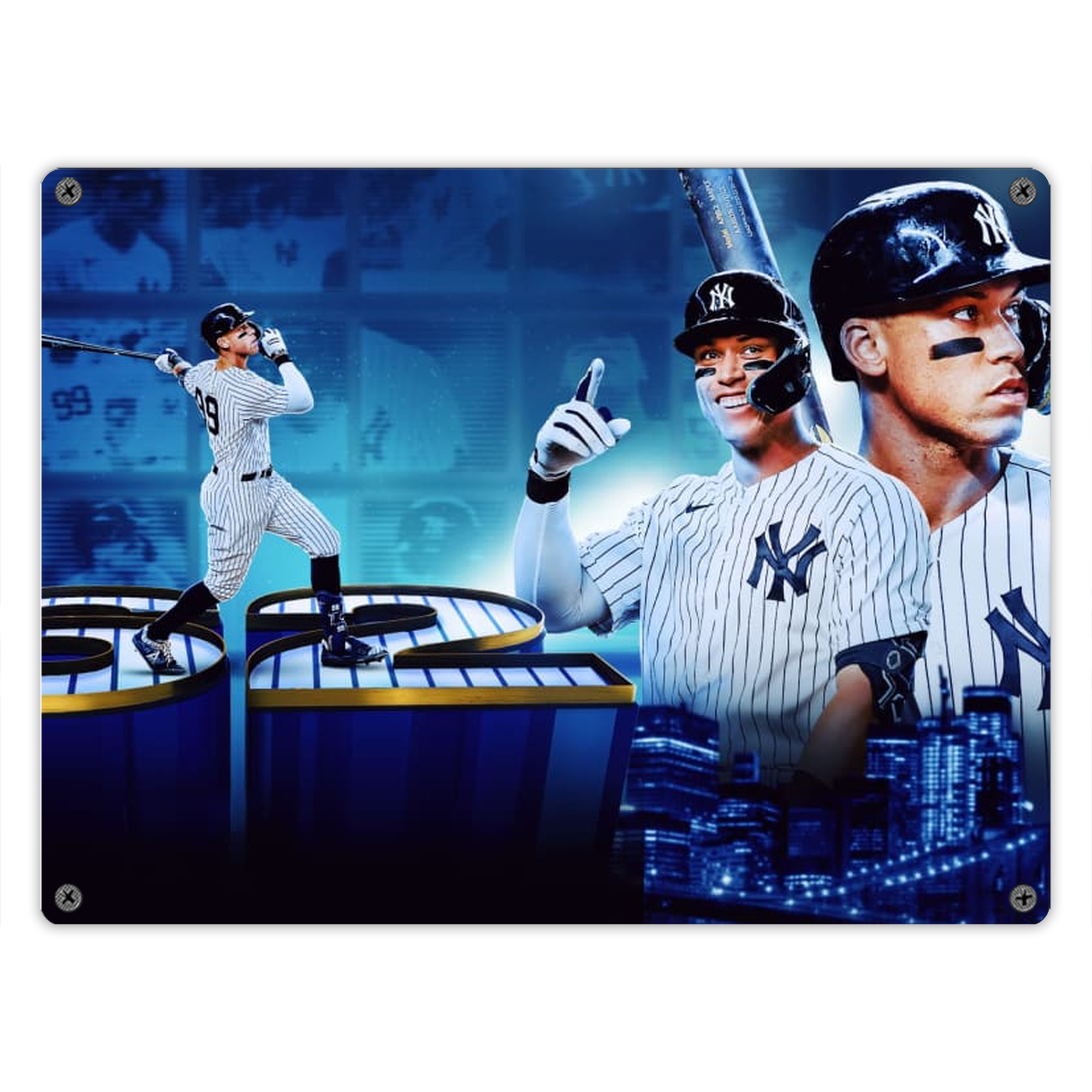 aaron judge 62nd home run Vintage Metal Tin Sign 16x12 – Full-Print Iron Wall Decor – Durable, Fade-Resistant – Easy To Hang – Ideal For Home, Bar, Kitchen & Office Decor