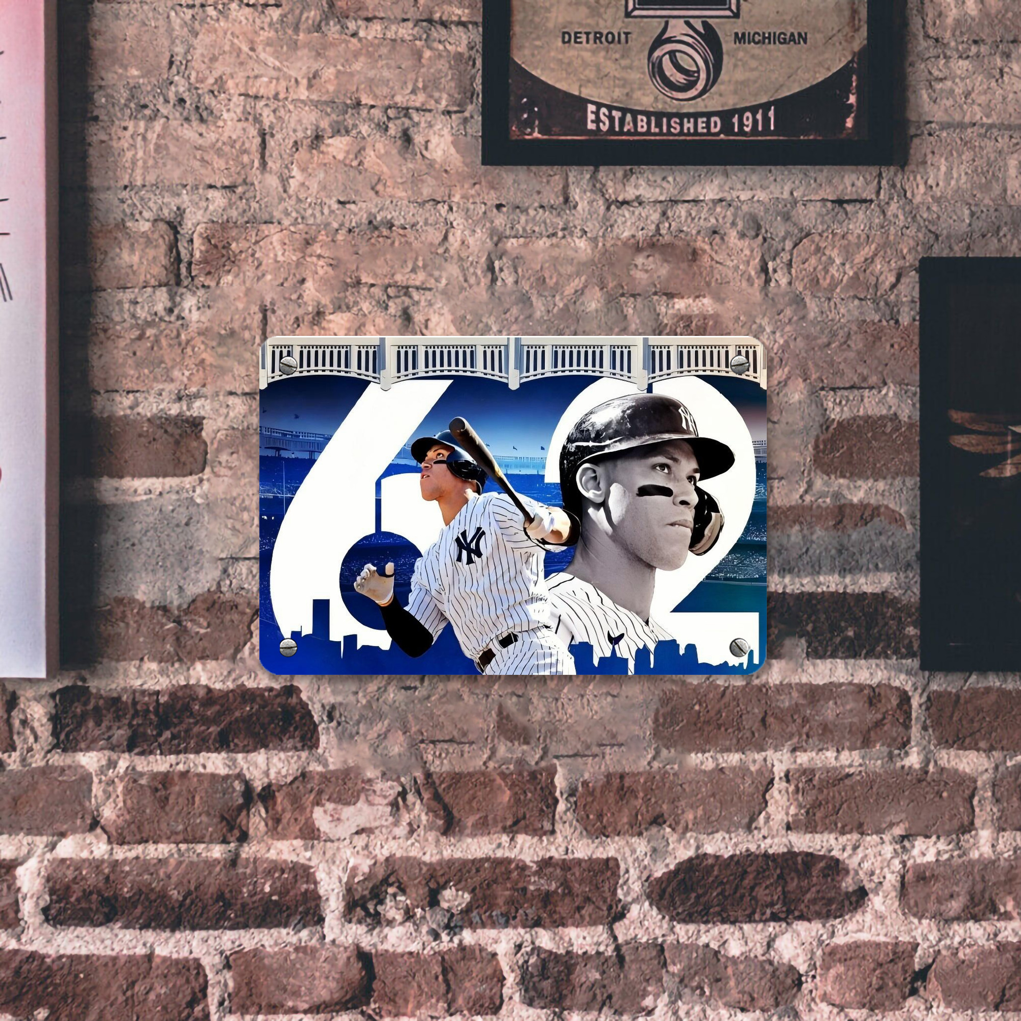 Aaron Judge 62 Home Runs Metal Tin Sign 12x8inch - Premium Full-Print Decorative Wall Art, Durable Rust-Resistant Metal Plaque For Living Room, Bedroom, Kitchen, Office, Bar Décor