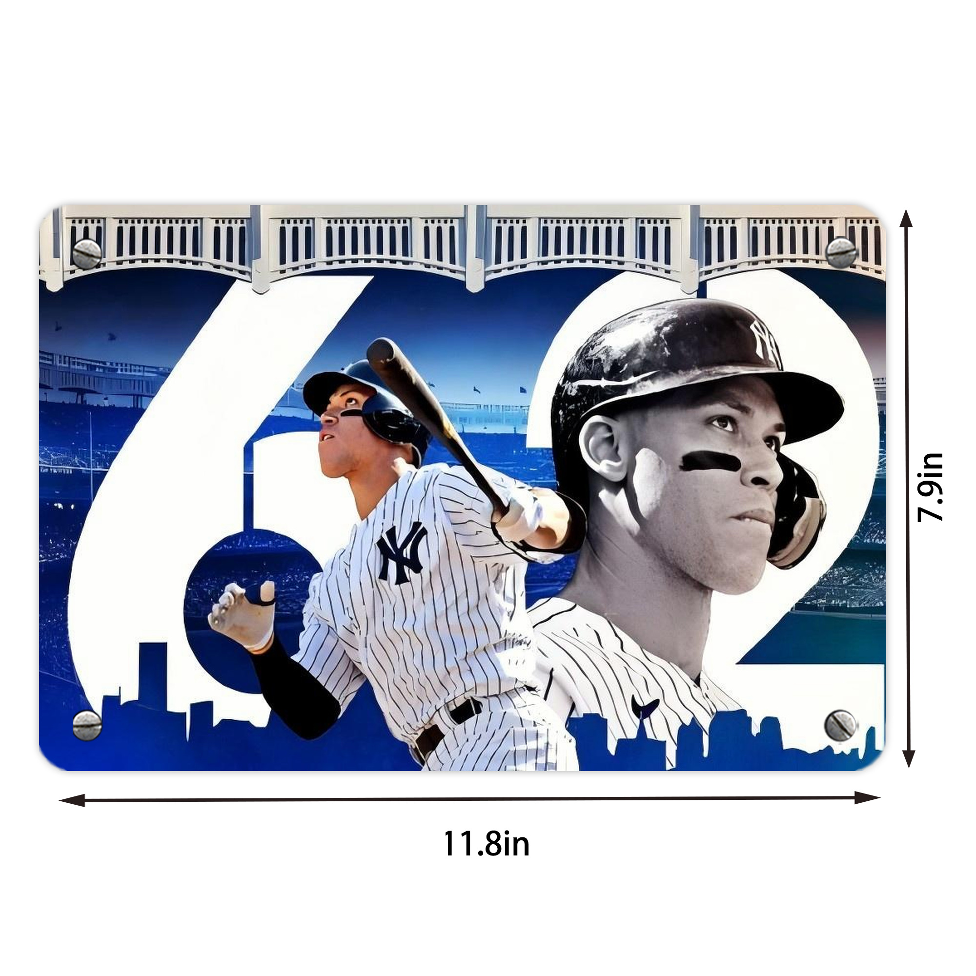 Aaron Judge 62 Home Runs Metal Tin Sign 12x8inch - Premium Full-Print Decorative Wall Art, Durable Rust-Resistant Metal Plaque For Living Room, Bedroom, Kitchen, Office, Bar Décor