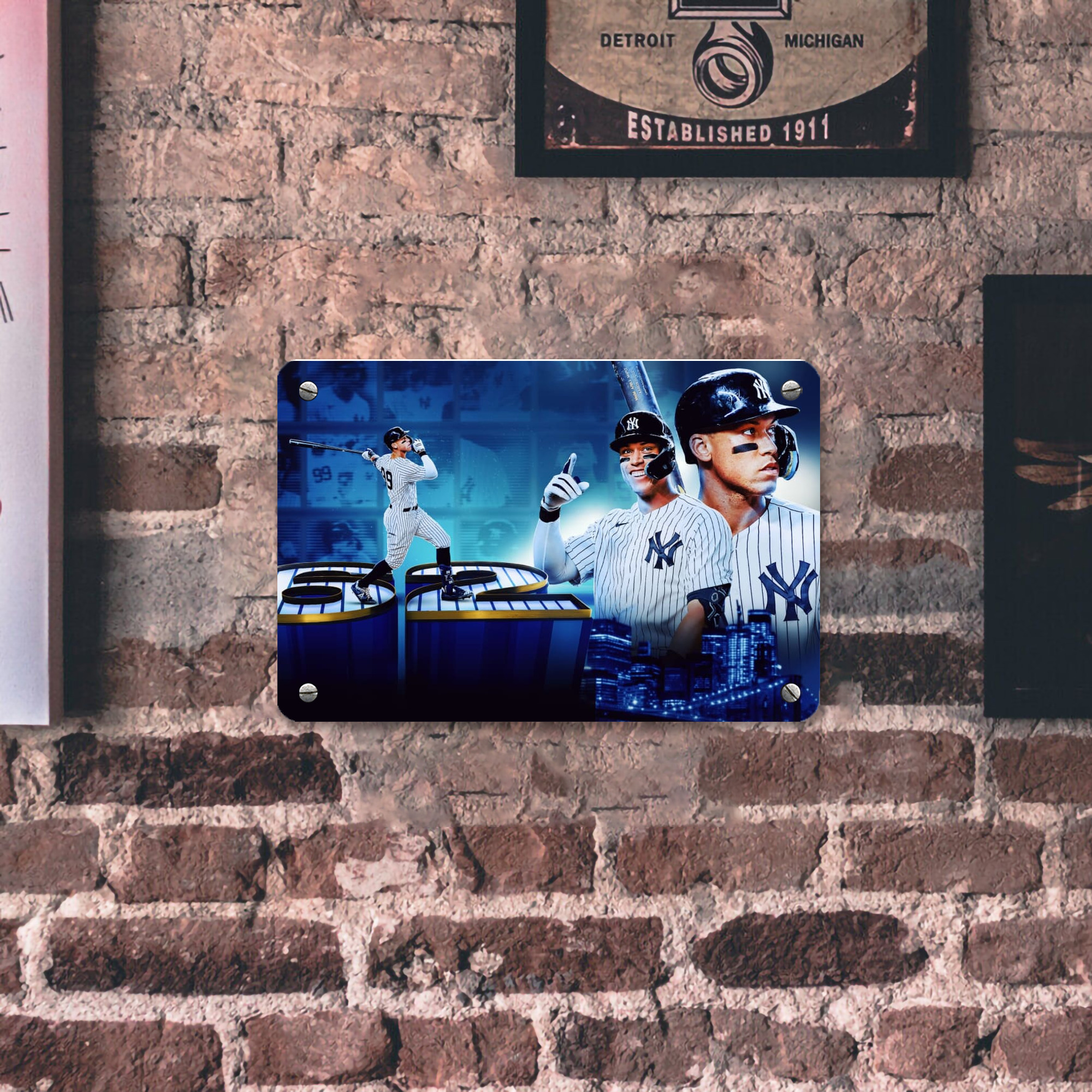 aaron judge 62nd home run Metal Tin Sign 12x8inch - Premium Full-Print Decorative Wall Art, Durable Rust-Resistant Metal Plaque For Living Room, Bedroom, Kitchen, Office, Bar Décor