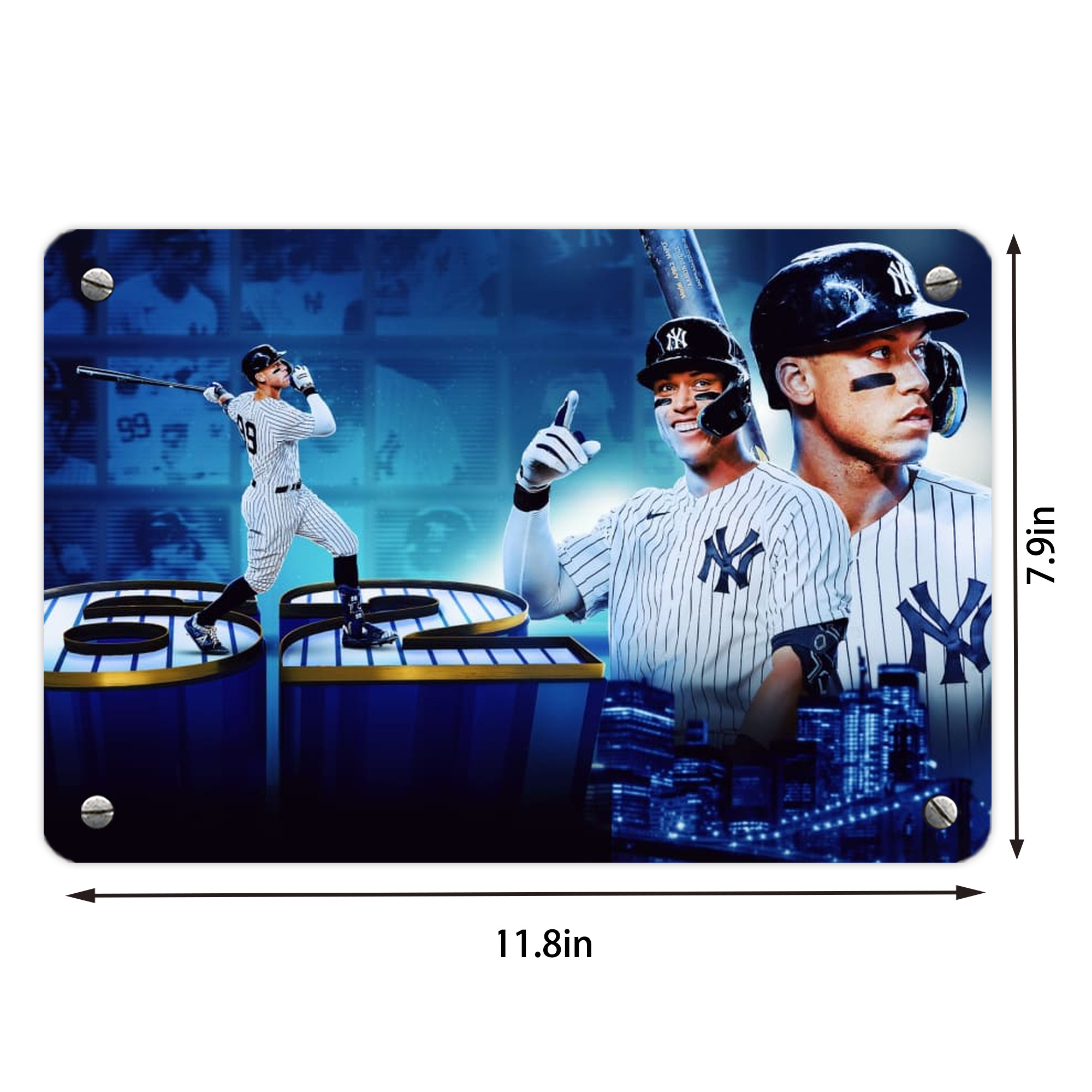 aaron judge 62nd home run Metal Tin Sign 12x8inch - Premium Full-Print Decorative Wall Art, Durable Rust-Resistant Metal Plaque For Living Room, Bedroom, Kitchen, Office, Bar Décor