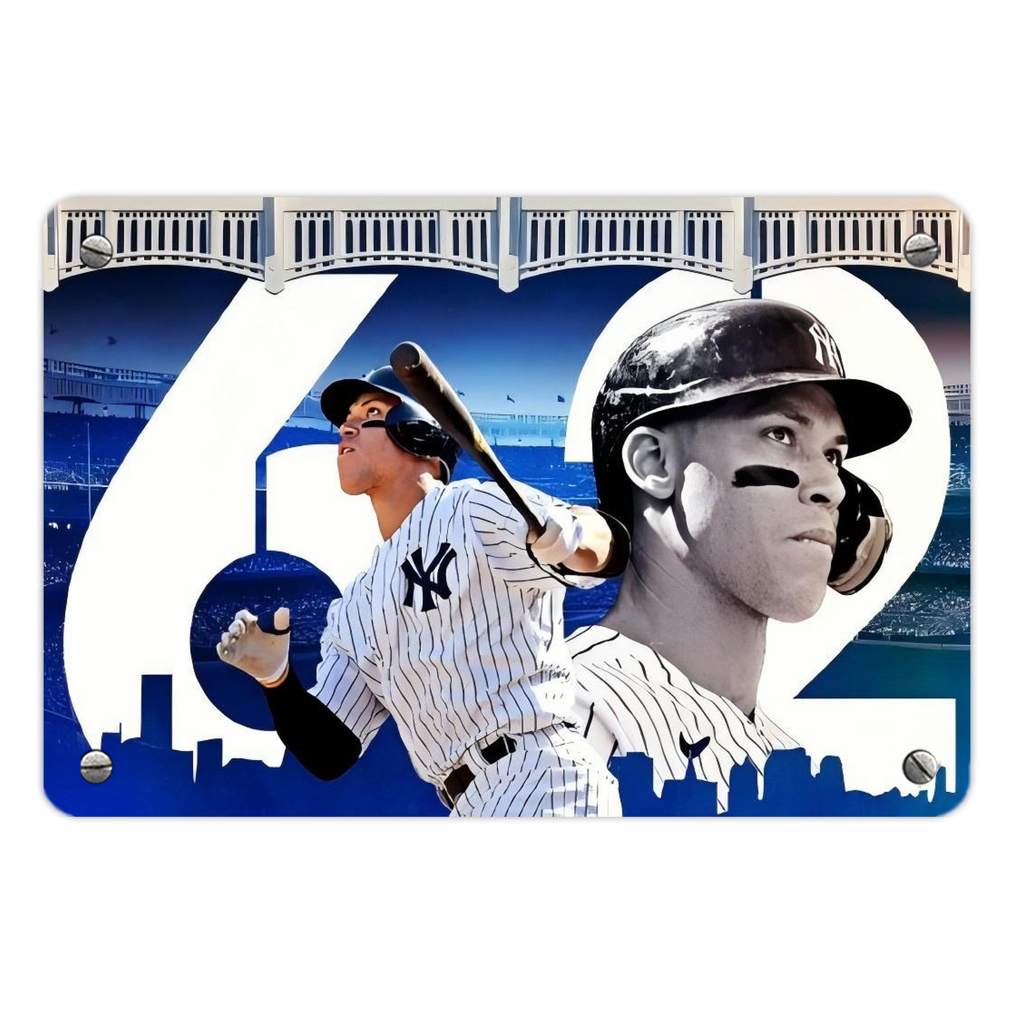 Aaron Judge 62 Home Runs Metal Tin Sign 12x8inch - Premium Full-Print Decorative Wall Art, Durable Rust-Resistant Metal Plaque For Living Room, Bedroom, Kitchen, Office, Bar Décor