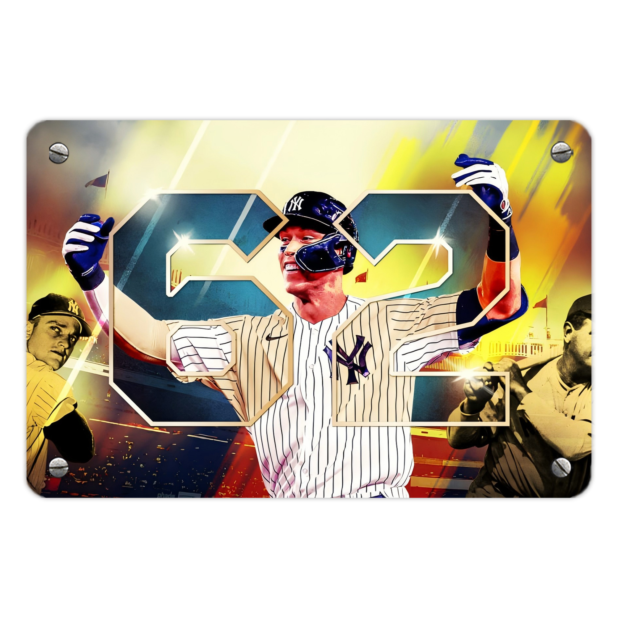Aaron Judge 62nd Home Run Metal Tin Sign 12x8inch - Premium Full-Print Decorative Wall Art, Durable Rust-Resistant Metal Plaque For Living Room, Bedroom, Kitchen, Office, Bar Décor