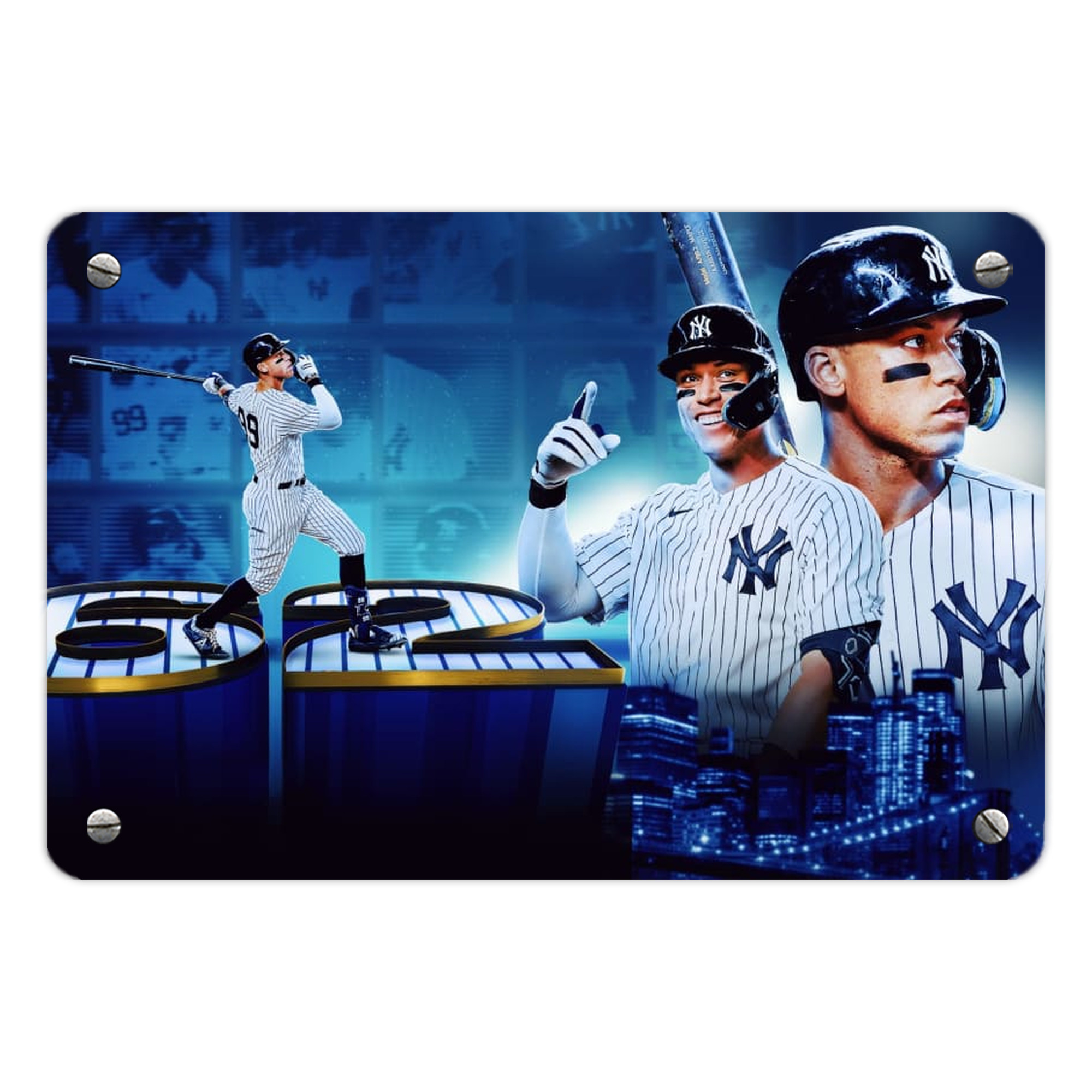 aaron judge 62nd home run Metal Tin Sign 12x8inch - Premium Full-Print Decorative Wall Art, Durable Rust-Resistant Metal Plaque For Living Room, Bedroom, Kitchen, Office, Bar Décor