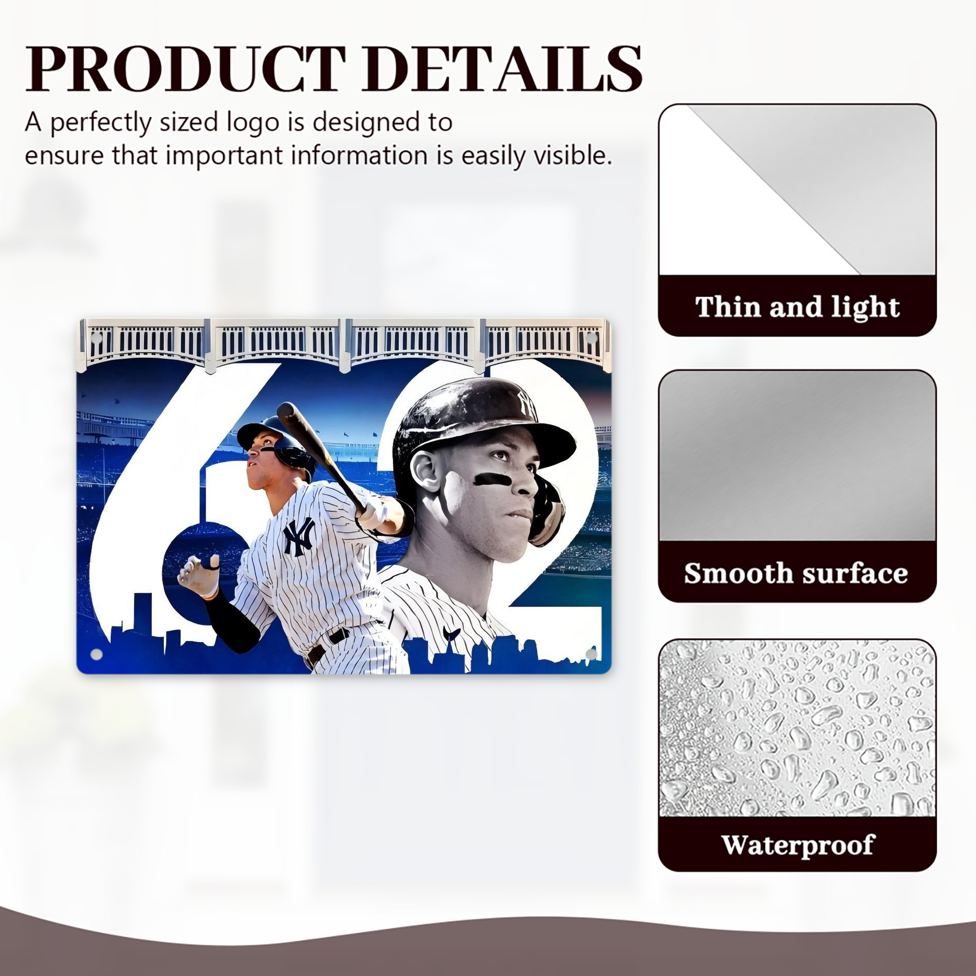 Aaron Judge 62 Home Runs Decorative Aluminum Plaque – Horizontal Design – Durable, Stylish, Easy To Install – Ideal For Home, Office, Bar, And More