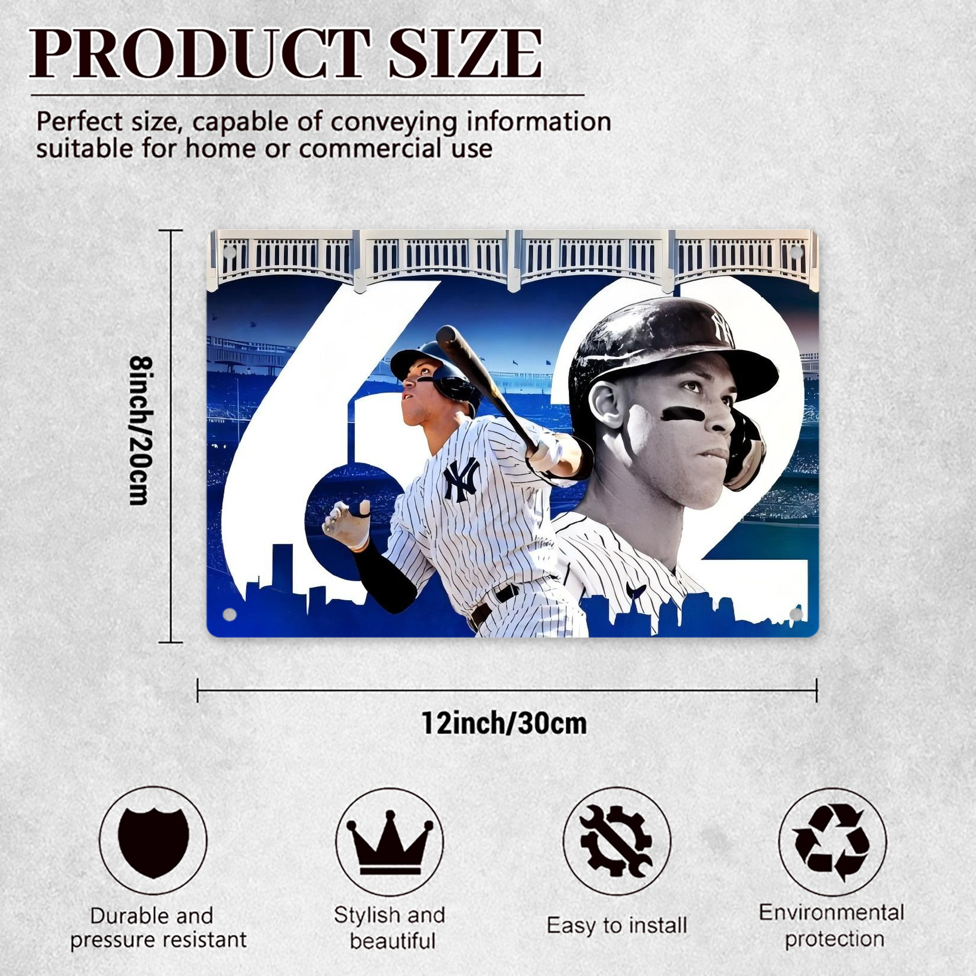 Aaron Judge 62 Home Runs Decorative Aluminum Plaque – Horizontal Design – Durable, Stylish, Easy To Install – Ideal For Home, Office, Bar, And More