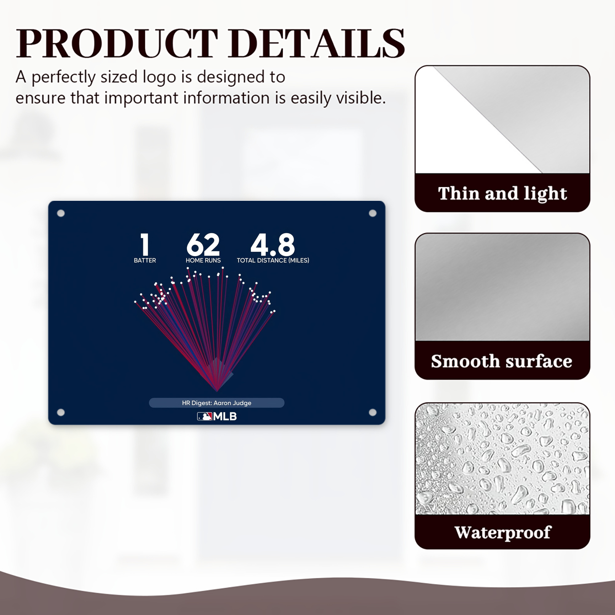 Aaron Judge 62HR Digest Decorative Aluminum Plaque – Horizontal Design – Durable, Stylish, Easy To Install – Ideal For Home, Office, Bar, And More