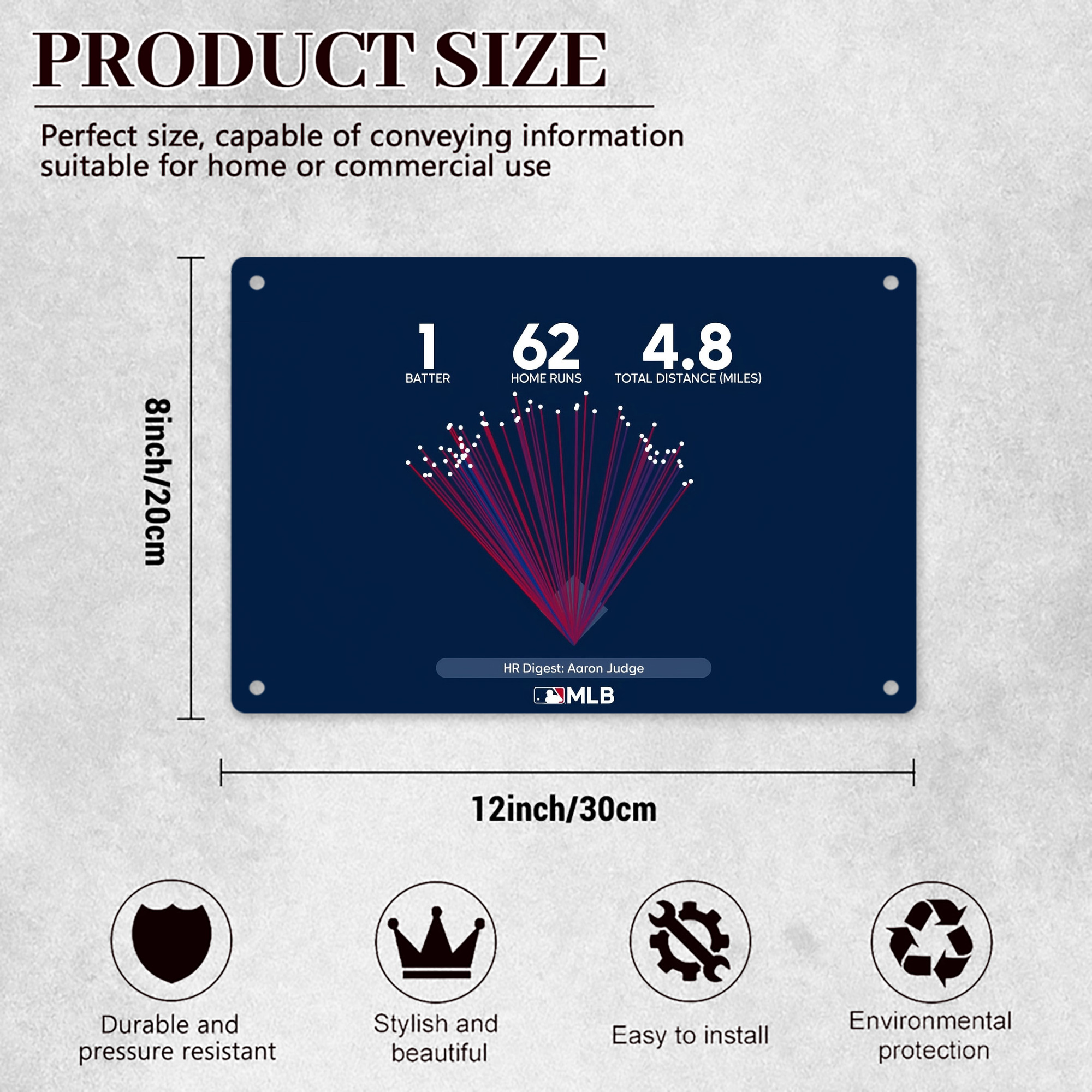 Aaron Judge 62HR Digest Decorative Aluminum Plaque – Horizontal Design – Durable, Stylish, Easy To Install – Ideal For Home, Office, Bar, And More