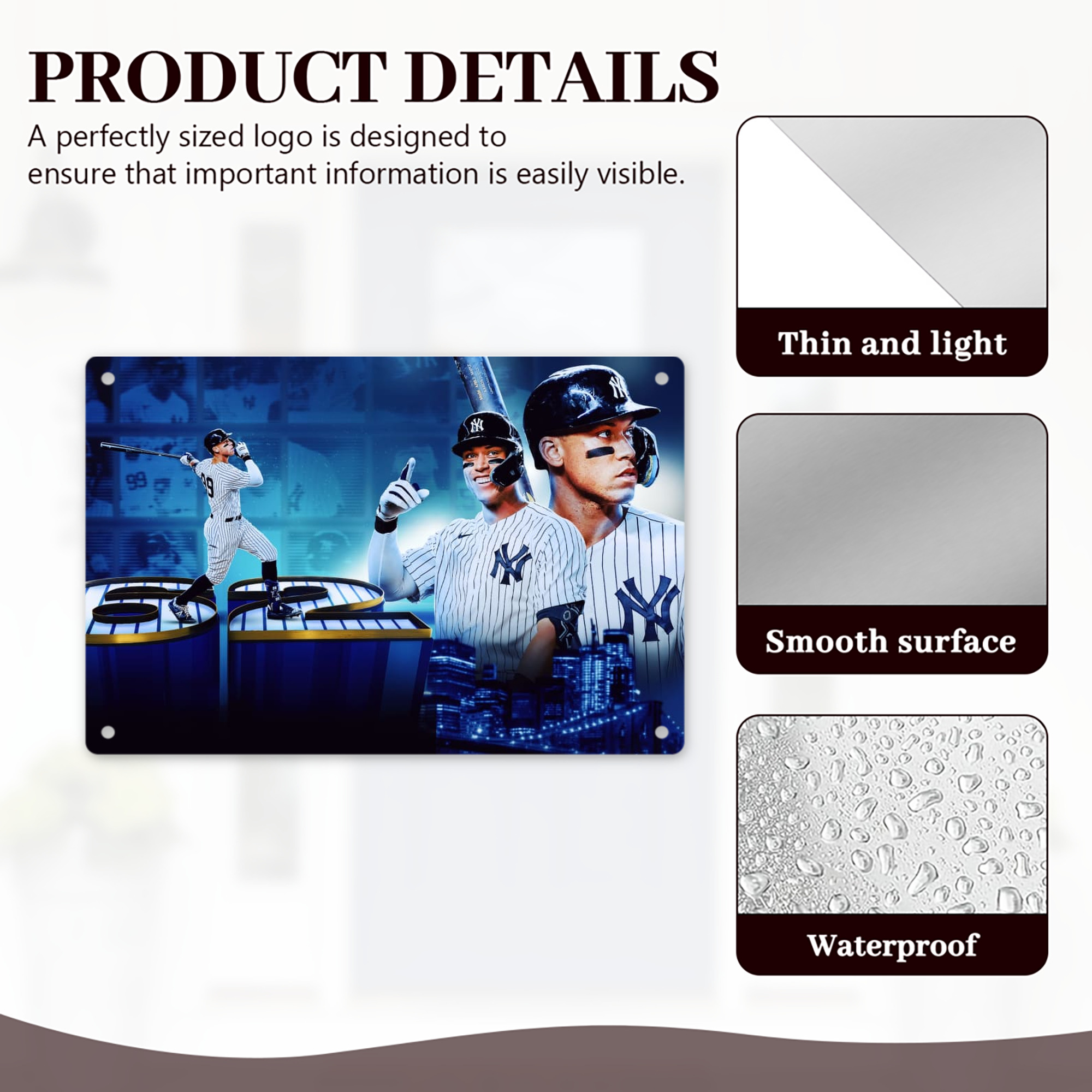 aaron judge 62nd home run Decorative Aluminum Plaque – Horizontal Design – Durable, Stylish, Easy To Install – Ideal For Home, Office, Bar, And More