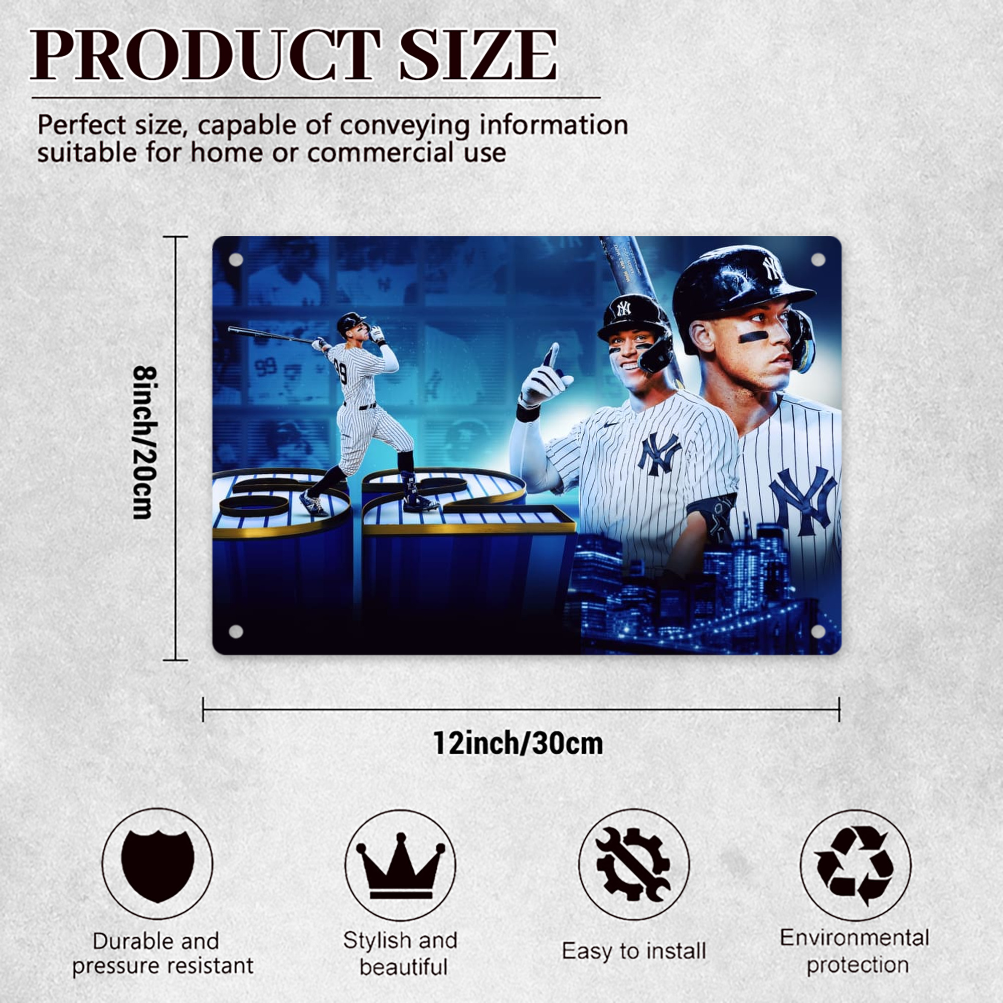 aaron judge 62nd home run Decorative Aluminum Plaque – Horizontal Design – Durable, Stylish, Easy To Install – Ideal For Home, Office, Bar, And More