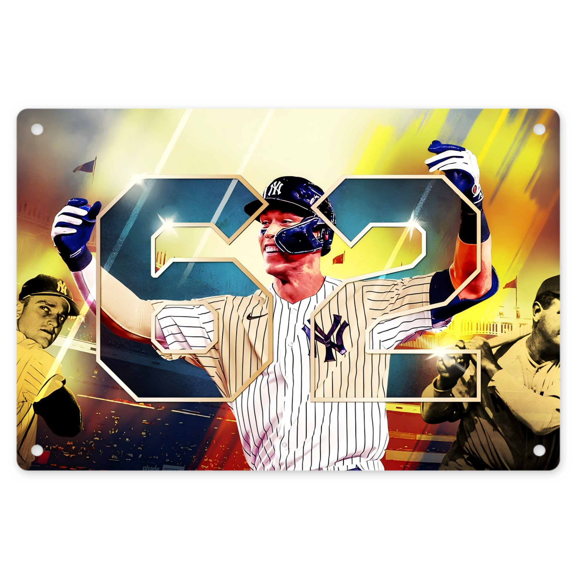 Aaron Judge 62nd Home Run Decorative Aluminum Plaque – Horizontal Design – Durable, Stylish, Easy To Install – Ideal For Home, Office, Bar, And More