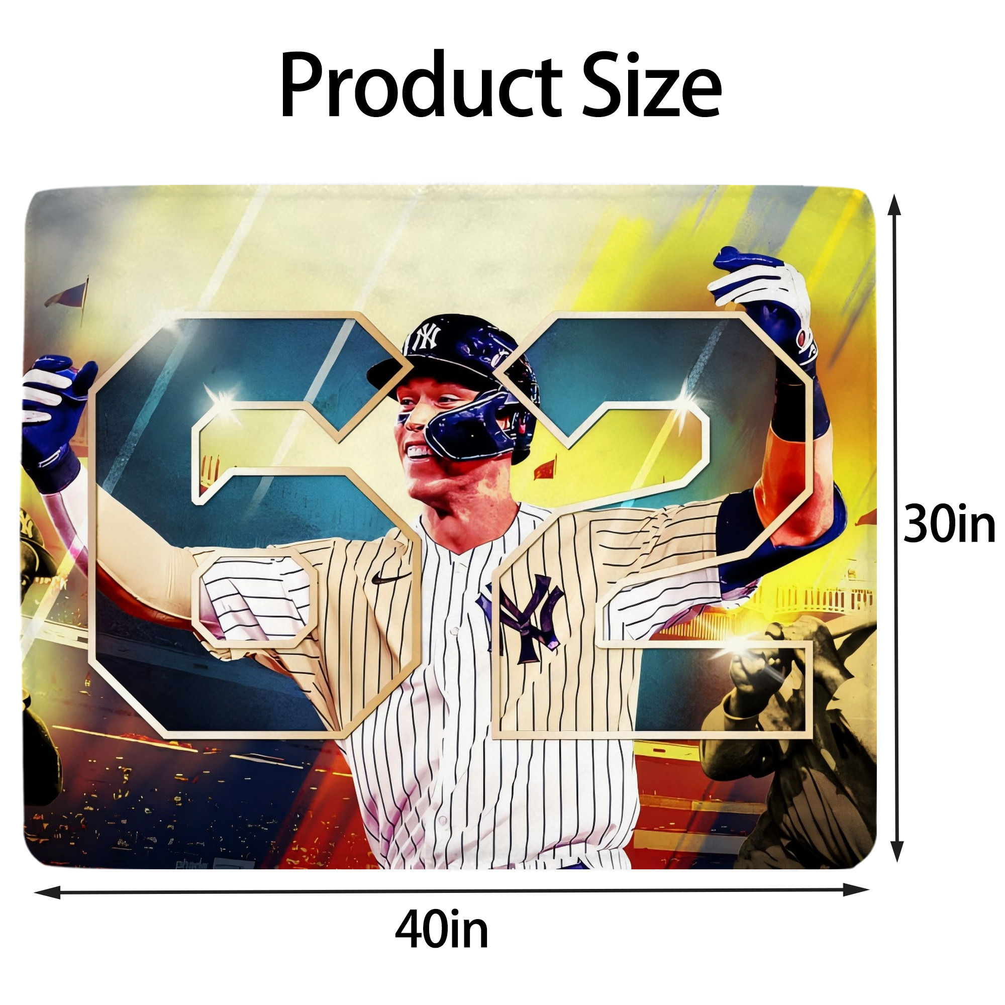 Aaron Judge 62nd Home Run Soft Plush Fleece Blanket 30x40 Inch - 300GSM Flannel, Ultra Soft & Warm, Lightweight & Durable, Perfect For Kids, Adults, Couch, Bed, Camping, Travel, Gift For Family & Friends