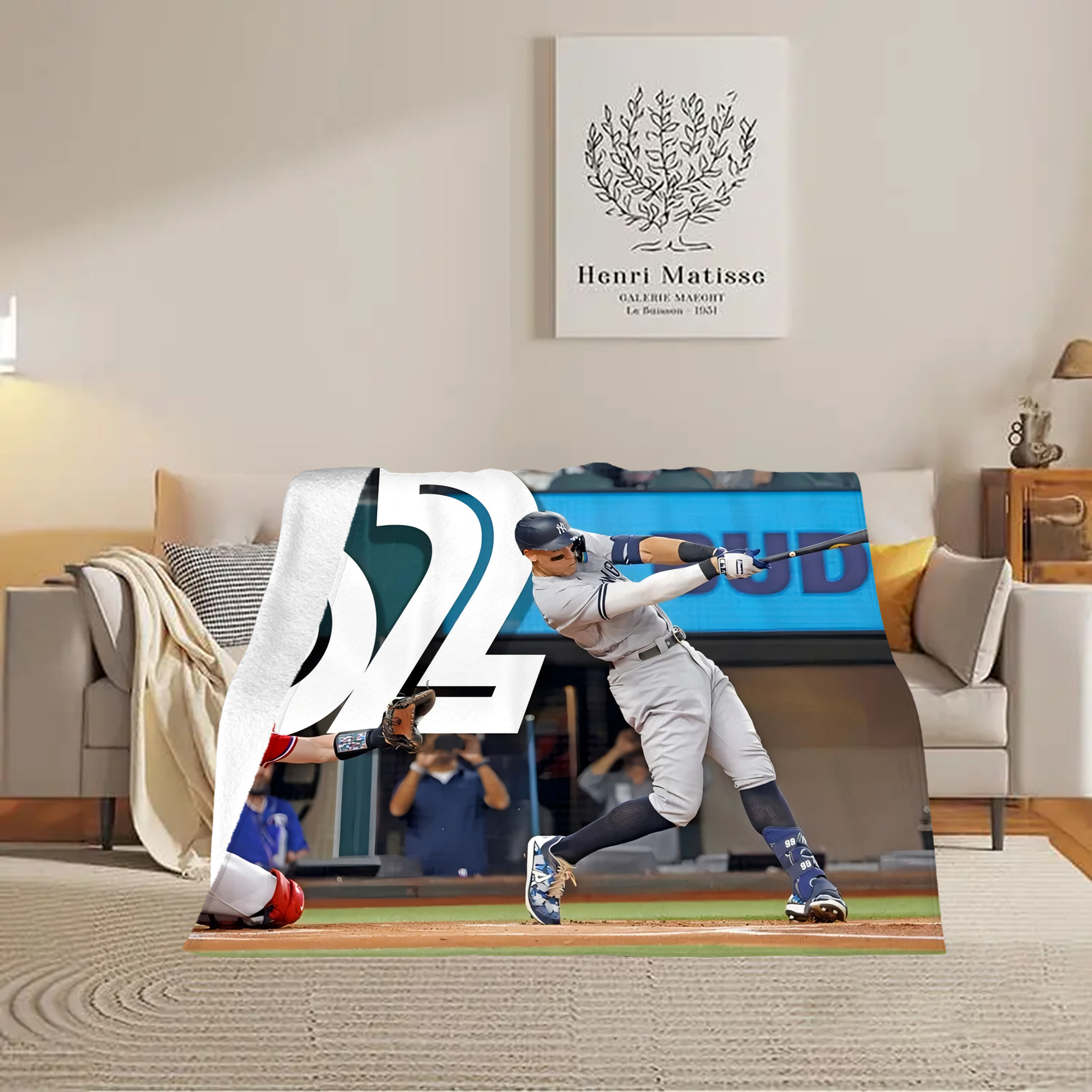 Aaron Judge 62nd Home Run Soft Plush Fleece Blanket 30x40 Inch - 300GSM Flannel, Ultra Soft & Warm, Lightweight & Durable, Perfect For Kids, Adults, Couch, Bed, Camping, Travel, Gift For Family & Friends