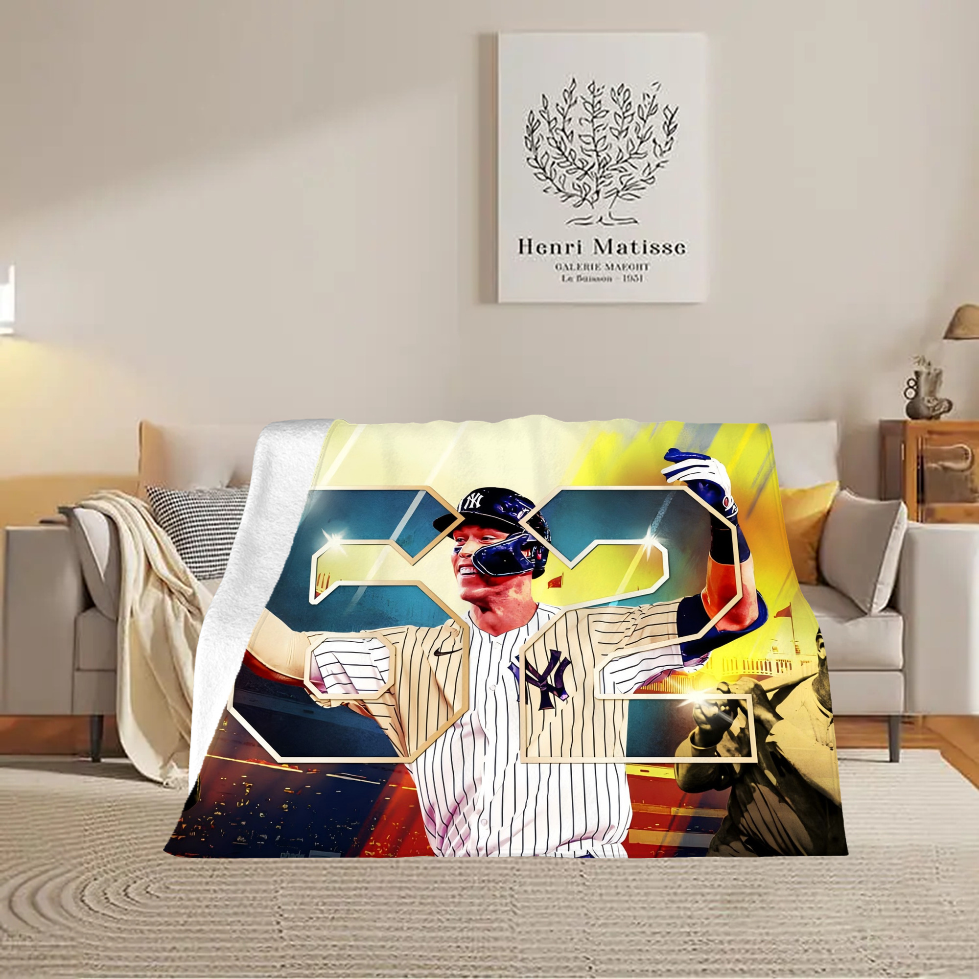 Aaron Judge 62nd Home Run Soft Plush Fleece Blanket 30x40 Inch - 300GSM Flannel, Ultra Soft & Warm, Lightweight & Durable, Perfect For Kids, Adults, Couch, Bed, Camping, Travel, Gift For Family & Friends