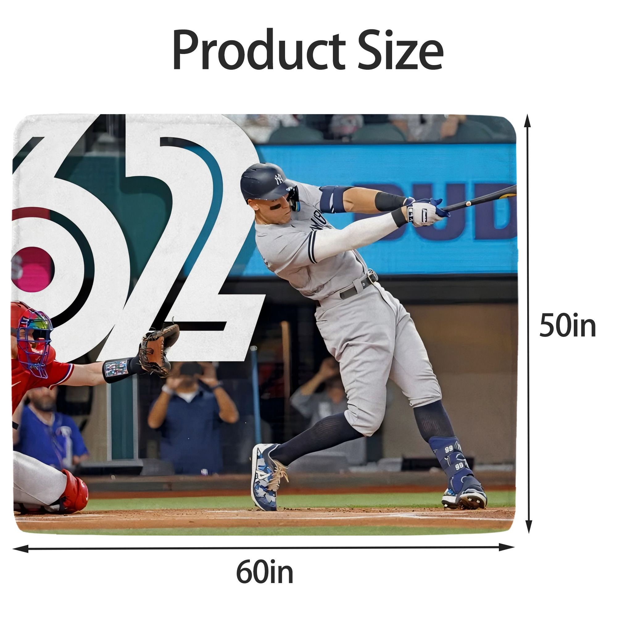 Aaron Judge 62nd Home Run Soft Fleece Throw Blanket 50 X 60 Inch – Super Soft, Lightweight, And Durable – Perfect For Sofa, Bed, Camping, And More – Ideal Gift For Family And Friends