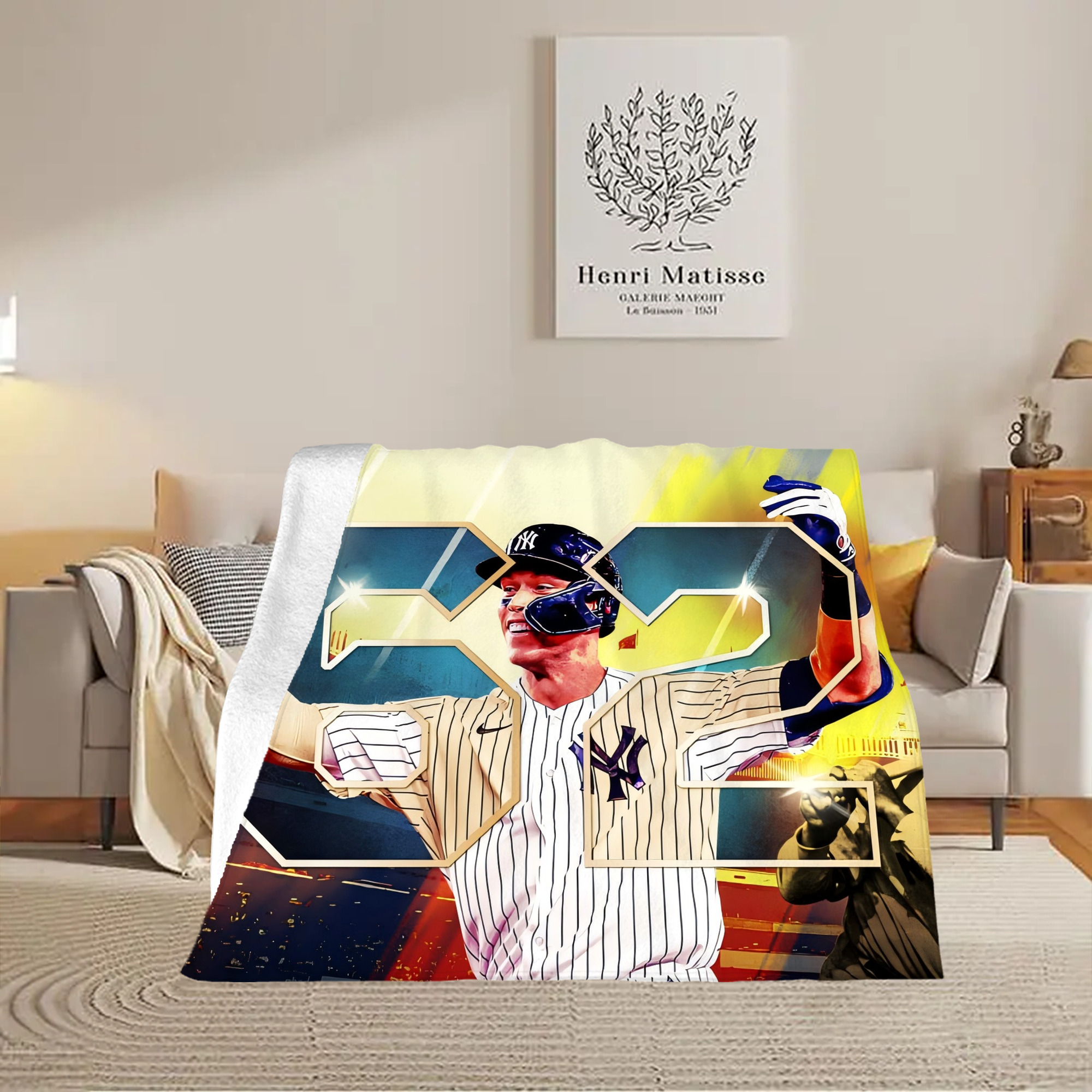 Aaron Judge 62nd Home Run Soft Fleece Throw Blanket 50 X 60 Inch – Super Soft, Lightweight, And Durable – Perfect For Sofa, Bed, Camping, And More – Ideal Gift For Family And Friends