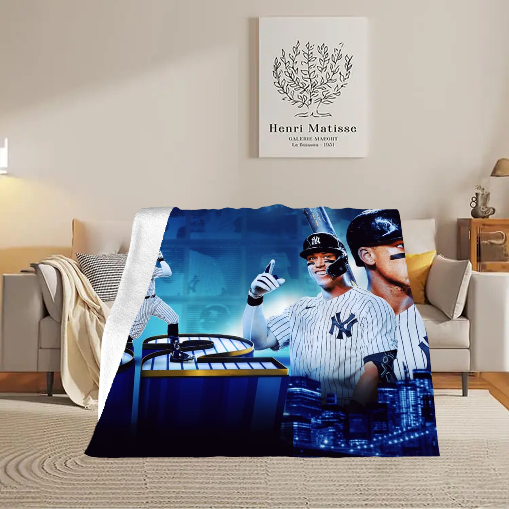 aaron judge 62nd home run Soft Fleece Throw Blanket 50 X 60 Inch – Super Soft, Lightweight, And Durable – Perfect For Sofa, Bed, Camping, And More – Ideal Gift For Family And Friends