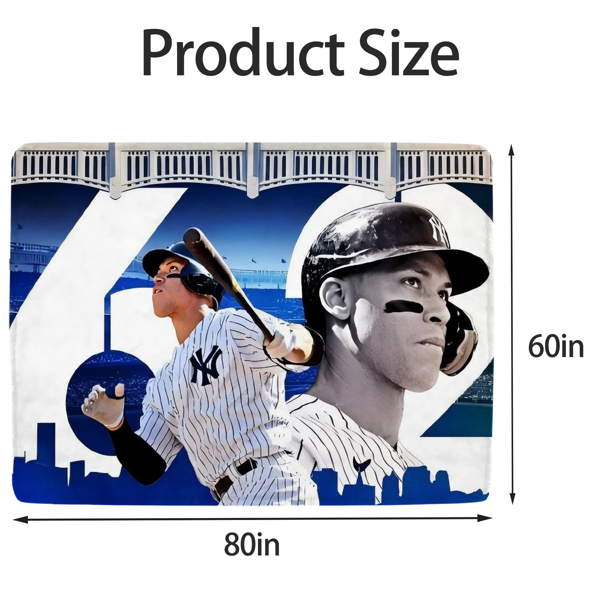 Aaron Judge 62 Home Runs Soft Fleece Throw Blanket 60 X 80 Inch – Super Soft, Lightweight, And Durable – Perfect For Sofa, Bed, Camping, And More – Ideal Gift For Family And Friends