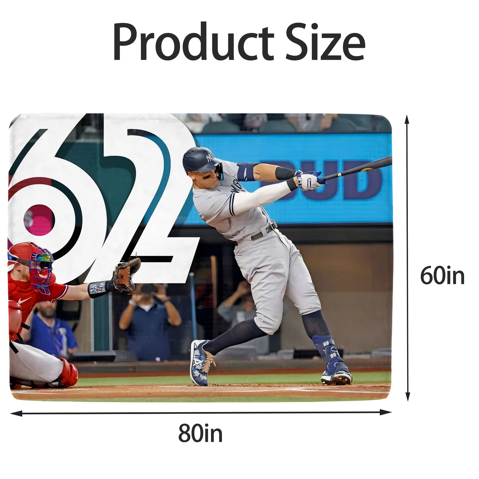 Aaron Judge 62nd Home Run Soft Fleece Throw Blanket 60 X 80 Inch – Super Soft, Lightweight, And Durable – Perfect For Sofa, Bed, Camping, And More – Ideal Gift For Family And Friends