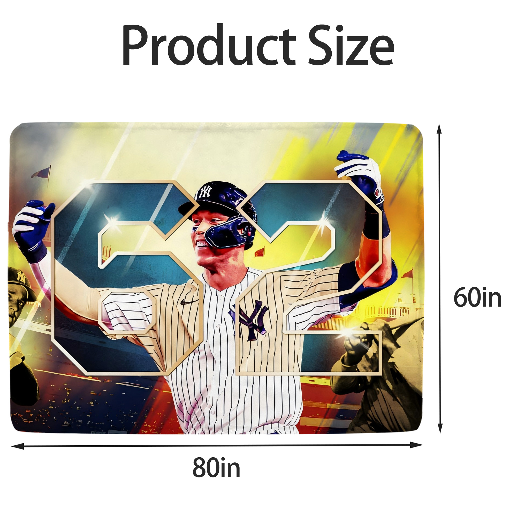 Aaron Judge 62nd Home Run Soft Fleece Throw Blanket 60 X 80 Inch – Super Soft, Lightweight, And Durable – Perfect For Sofa, Bed, Camping, And More – Ideal Gift For Family And Friends