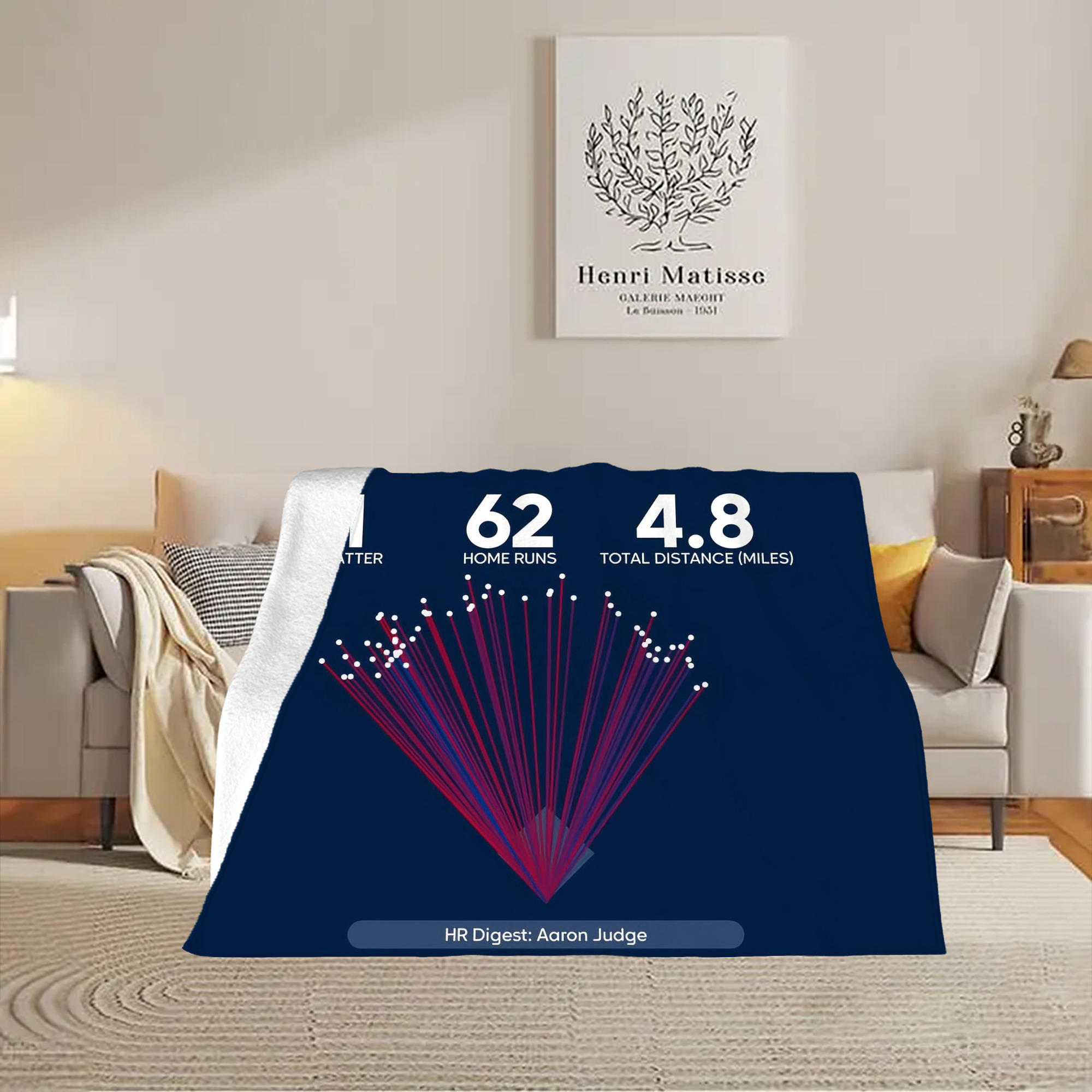 Aaron Judge 62HR Digest Soft Fleece Throw Blanket 60 X 80 Inch – Super Soft, Lightweight, And Durable – Perfect For Sofa, Bed, Camping, And More – Ideal Gift For Family And Friends