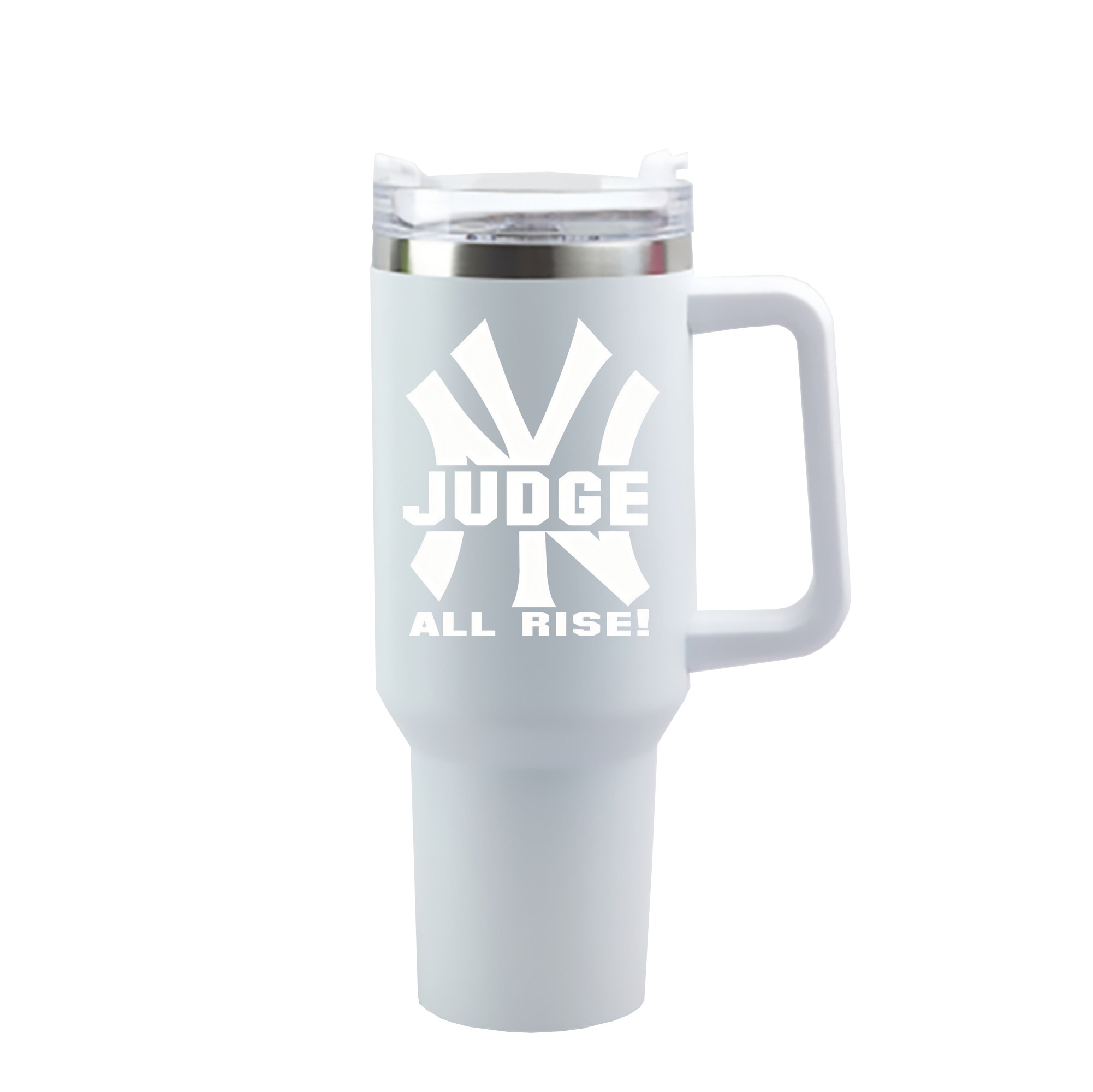Aaron Judge 99 All Rise 40oz Handle Car Cup With Crystal Sticker Design – Durable Stainless Steel Travel Mug With Reusable Straw – Double Wall Insulated