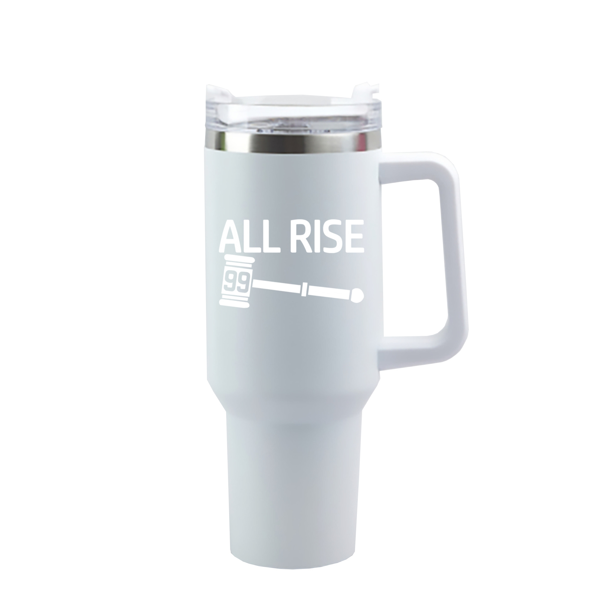 All Rise 99 Aaron Judge 40oz Handle Car Cup With Crystal Sticker Design – Durable Stainless Steel Travel Mug With Reusable Straw – Double Wall Insulated