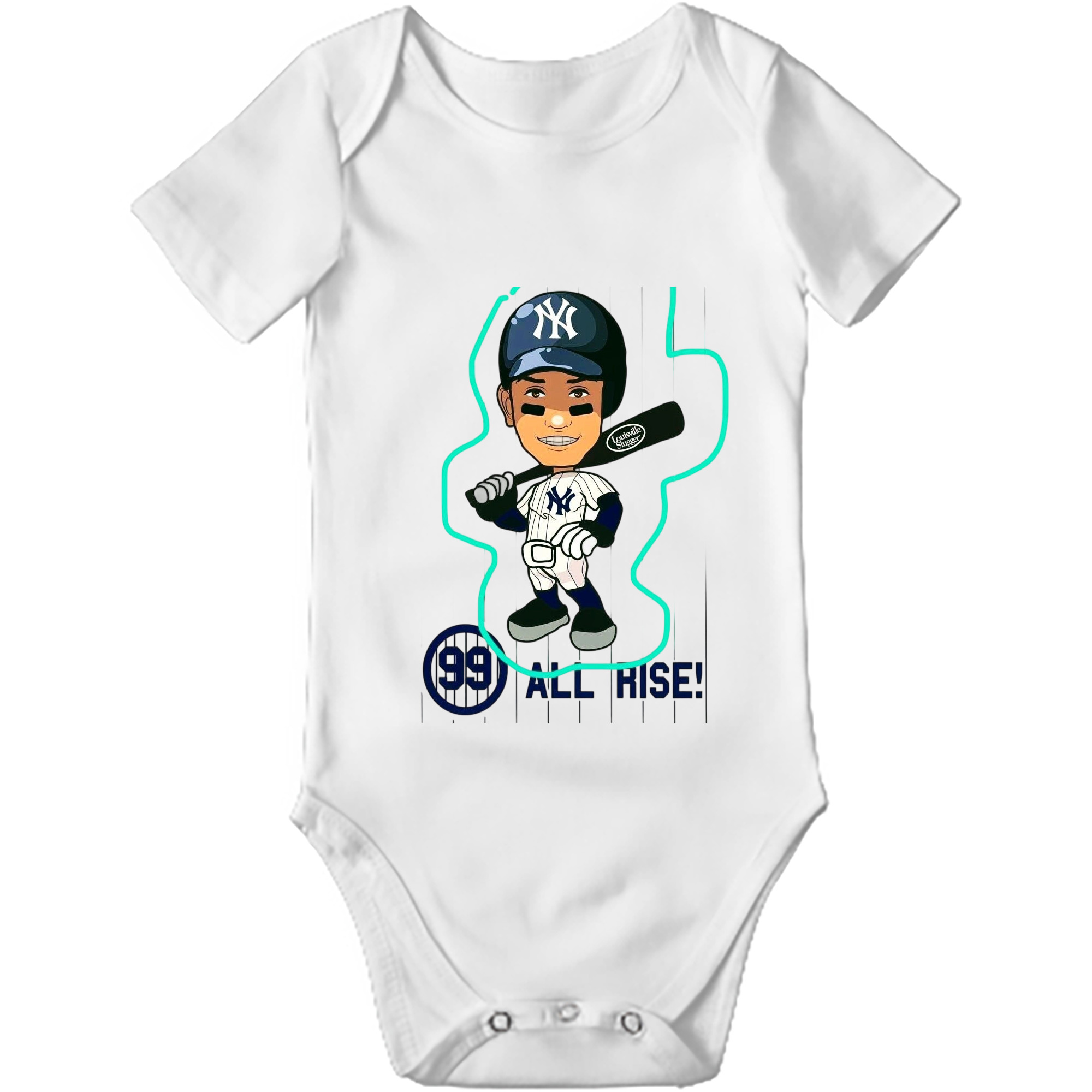 Aaron Judge 99 All Rise Cartoon Baby Short Sleeve Romper – 100% Cotton Soft & Breathable Digital Print Onesie With Easy Snap Closure And Envelope Shoulder – Comfortable For Daily Wear & Travel