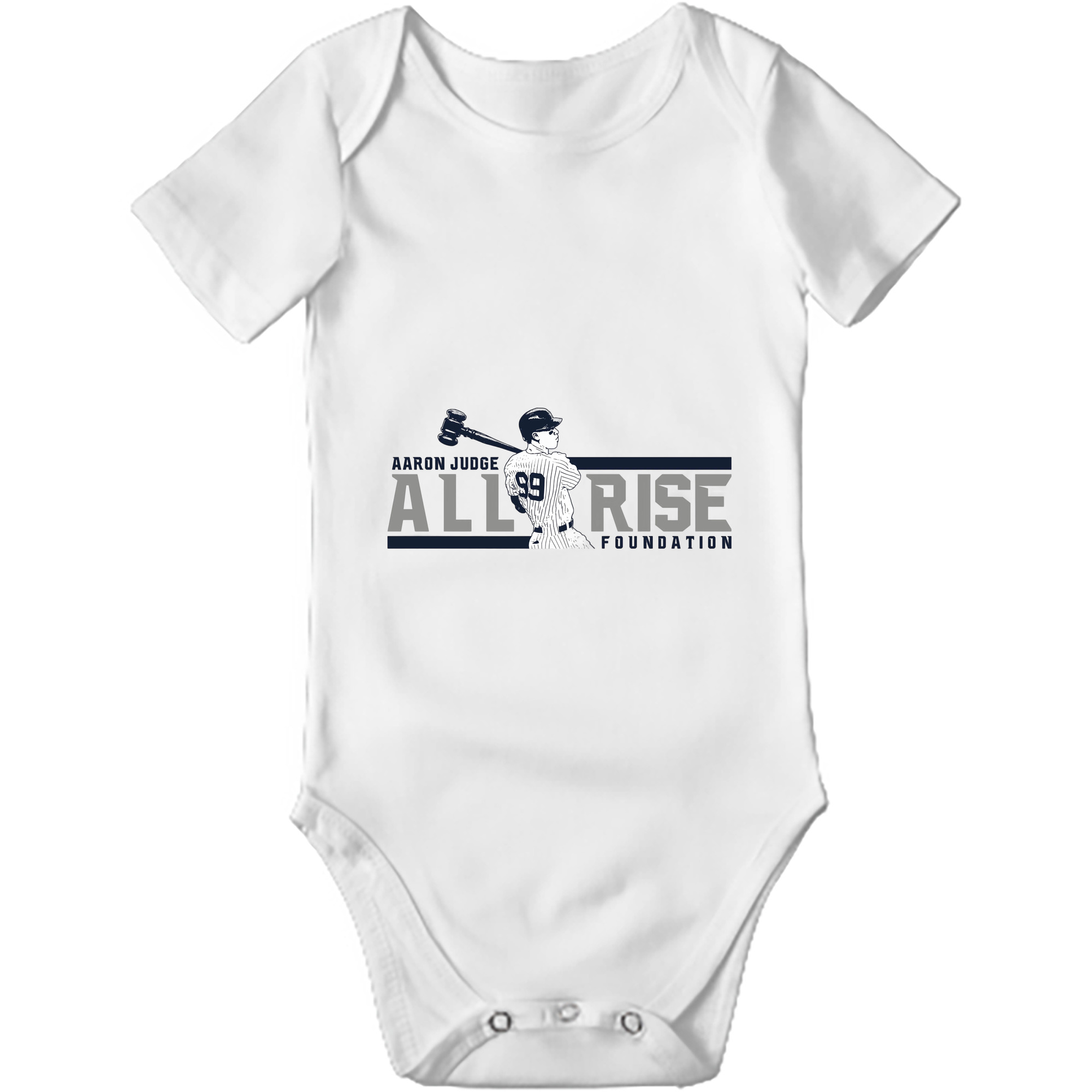 Aaron Judge All Rise Foundation Logo Baby Short Sleeve Romper – 100% Cotton Soft & Breathable Digital Print Onesie With Easy Snap Closure And Envelope Shoulder – Comfortable For Daily Wear & Travel