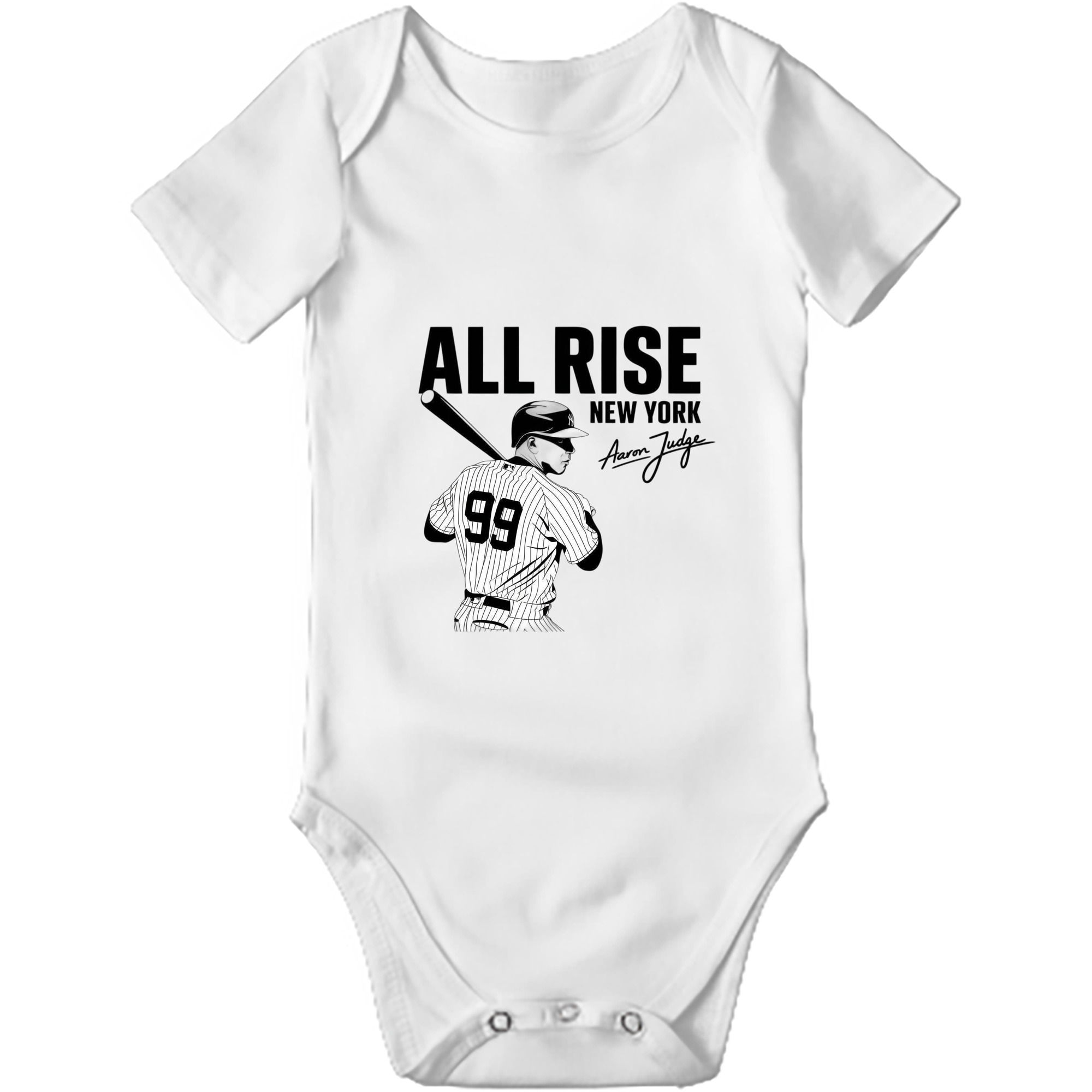 All Rise New York Aaron Judge 99 Baby Short Sleeve Romper – 100% Cotton Soft & Breathable Digital Print Onesie With Easy Snap Closure And Envelope Shoulder – Comfortable For Daily Wear & Travel