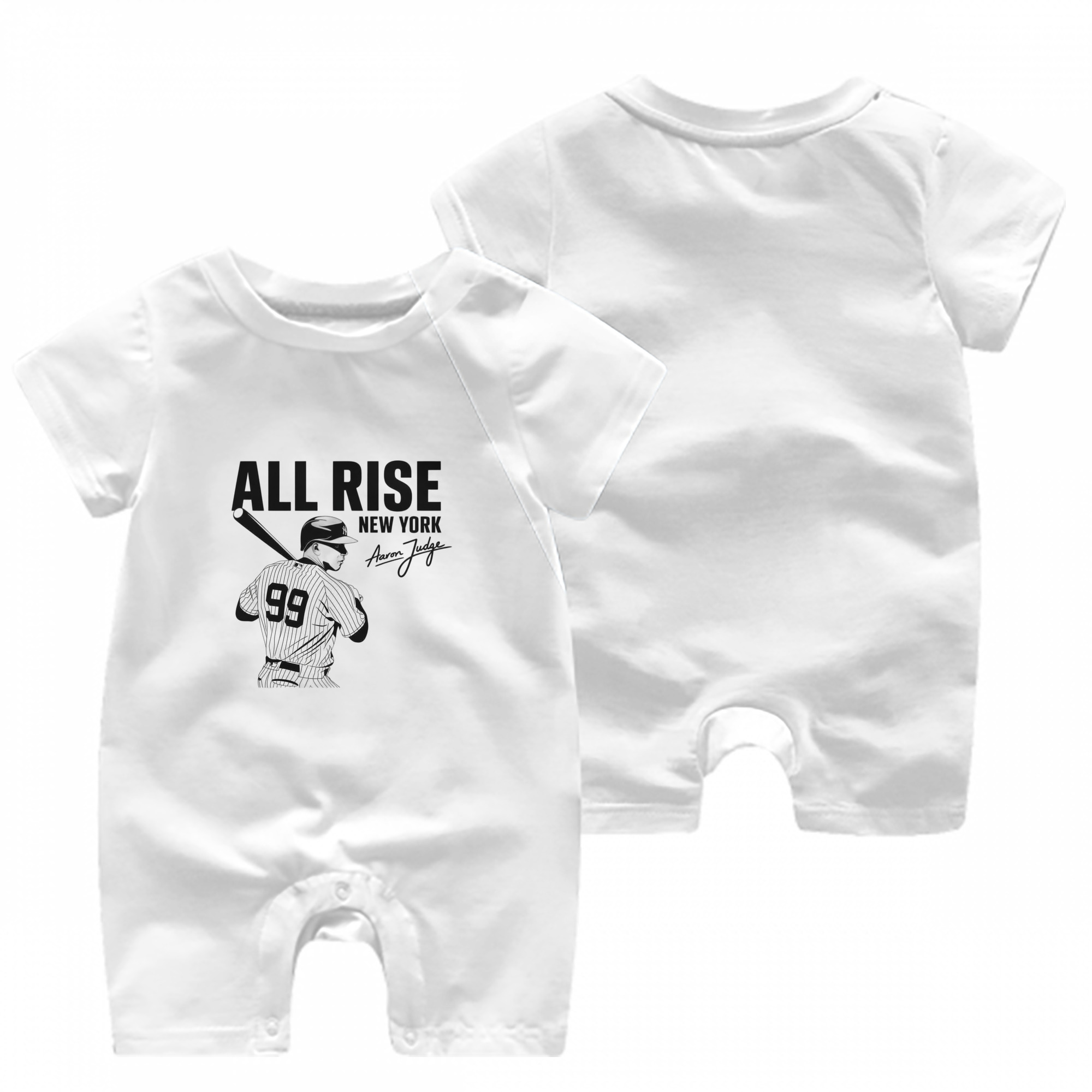 All Rise New York Aaron Judge 99 Baby Short Sleeve Onesie – 100% Cotton Soft & Breathable Digital Print Romper – Double-Sided Print, Snap Closure For Easy Diaper Changes – Comfortable For Boys & Girls
