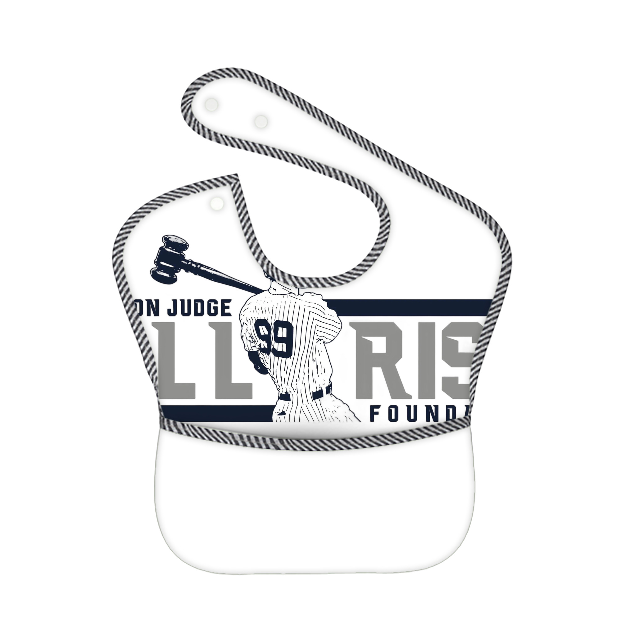 Aaron Judge All Rise Foundation Logo Adjustable Waterproof Toddler Bib – Full-Print Durable Polyester – Foldable Crumb Pocket – Easy Snap Closure – Soft