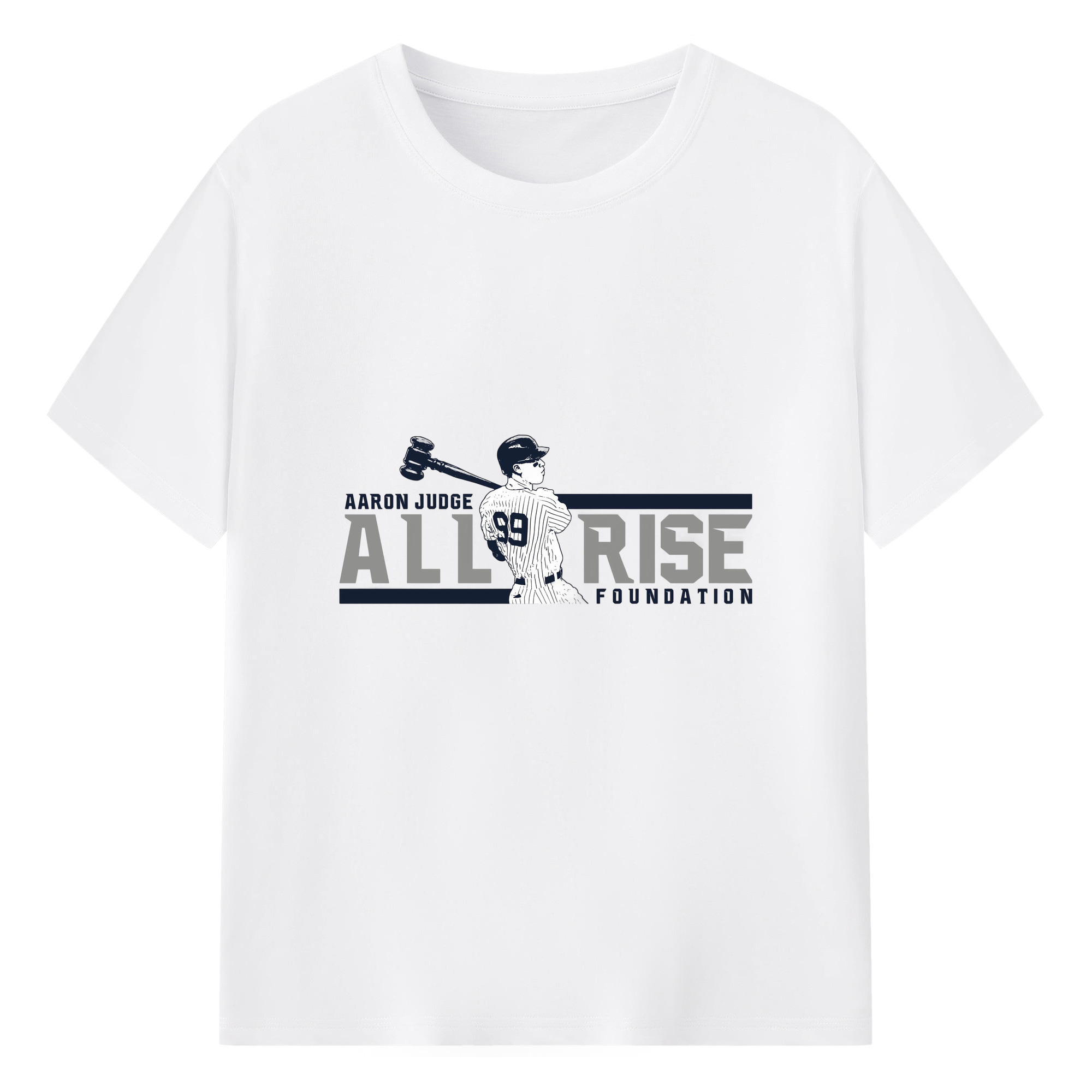 Aaron Judge All Rise Foundation Logo 180g Cotton T-Shirt With Front Heat Transfer Print – Soft, Lightweight, Fitted Design – Comfortable Casual Wear For Sports & Everyday Use