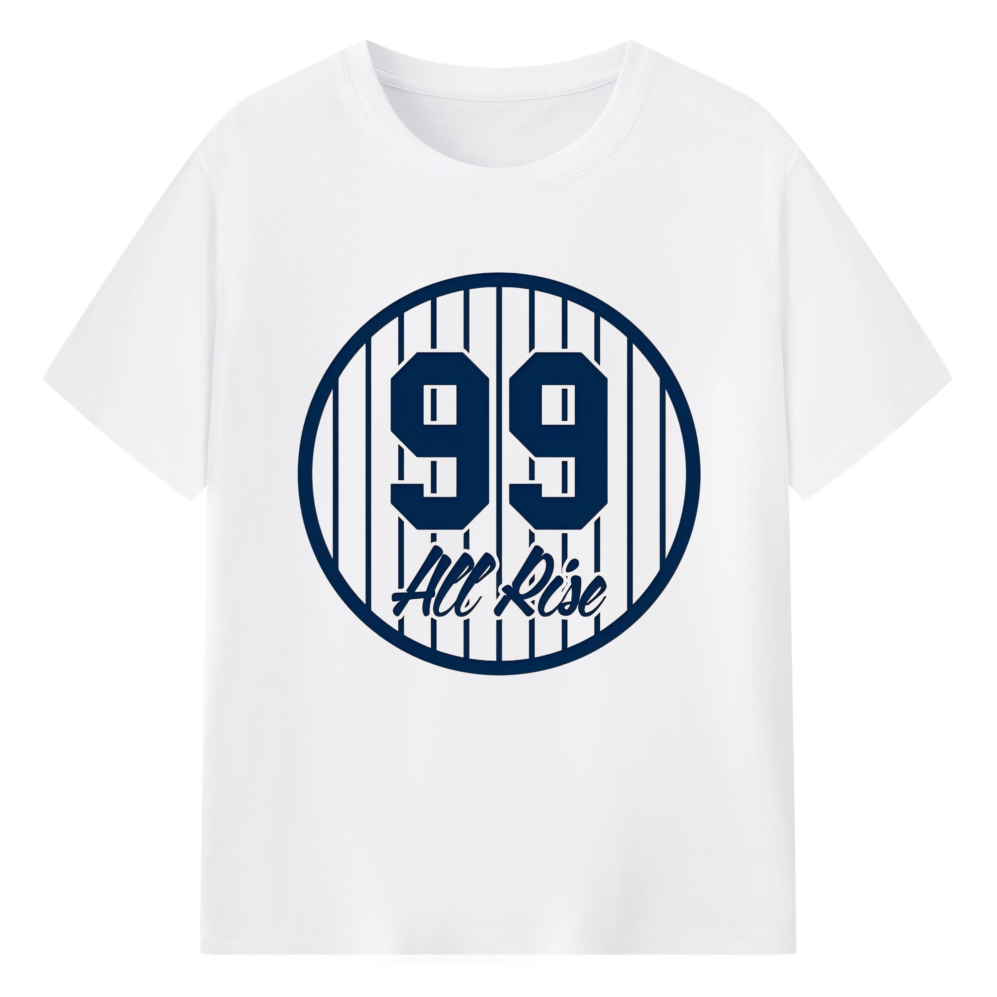 All Rice 99 Aaron Judge Pinstripe Number 180g Cotton T-Shirt With Front Heat Transfer Print – Soft, Lightweight, Fitted Design – Comfortable Casual Wear For Sports & Everyday Use