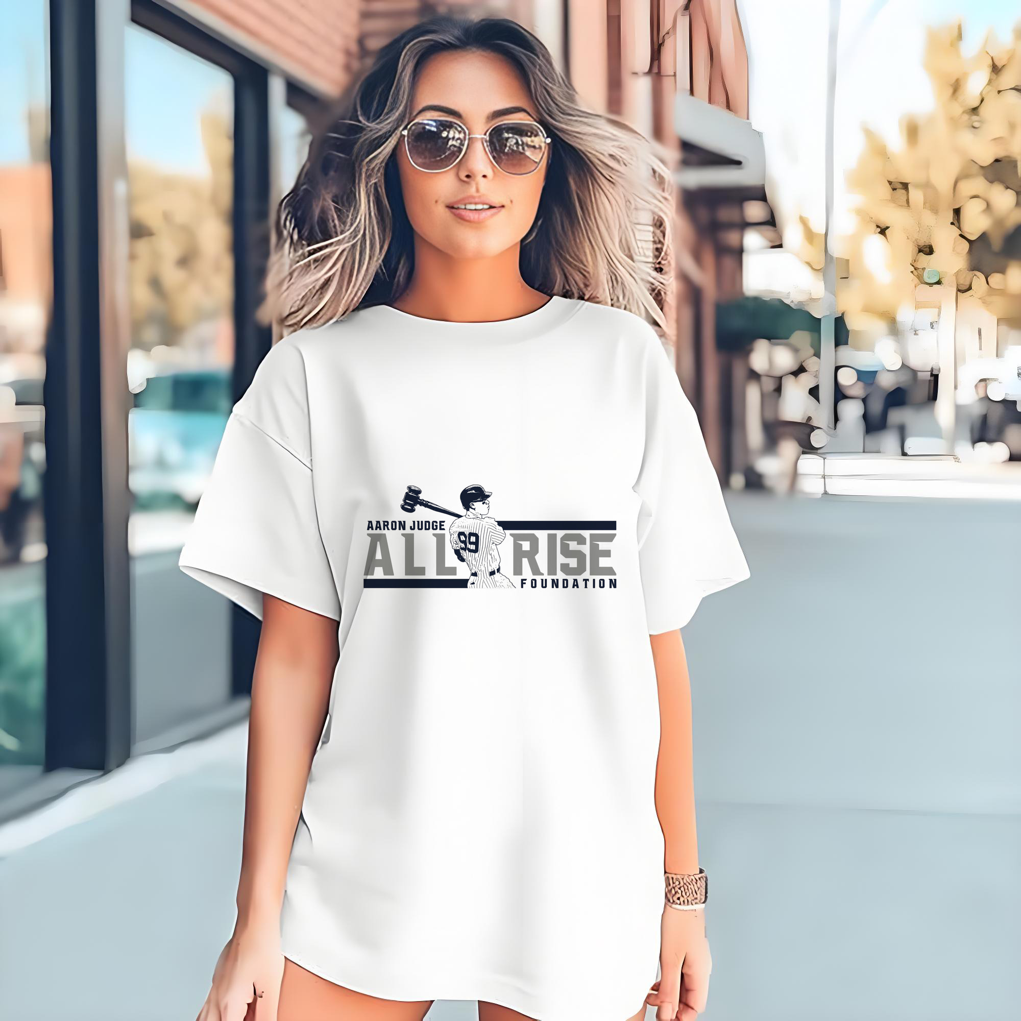 Aaron Judge All Rise Foundation Logo 180g Cotton T-Shirt With Front Heat Transfer Print – Soft, Lightweight, Fitted Design – Comfortable Casual Wear For Sports & Everyday Use