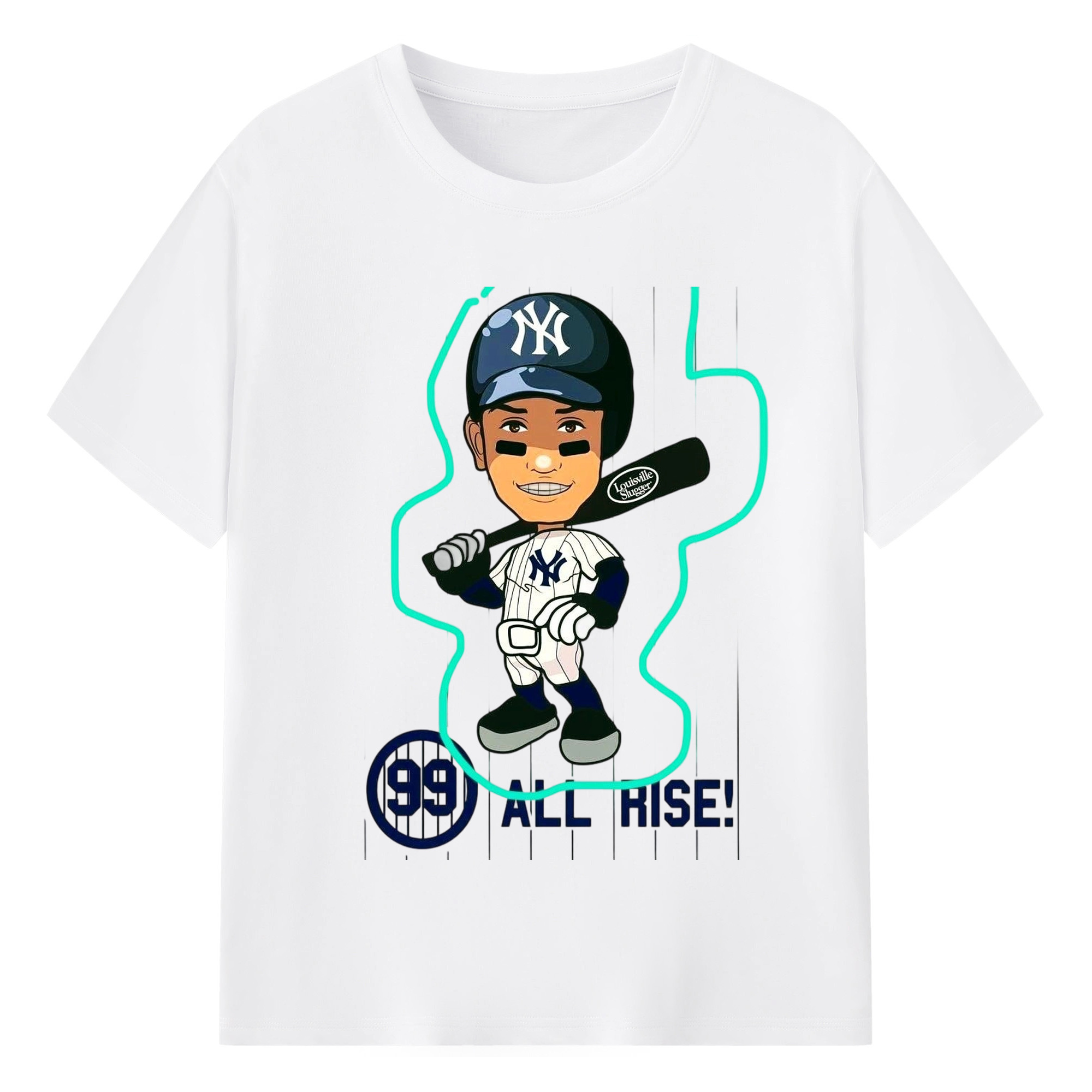 Aaron Judge 99 All Rise Cartoon Combed Cotton T-Shirt 180g With Front Heat Transfer Print – Soft, Lightweight, Fitted Design – Stylish Casual Wear For Sports & Everyday Use