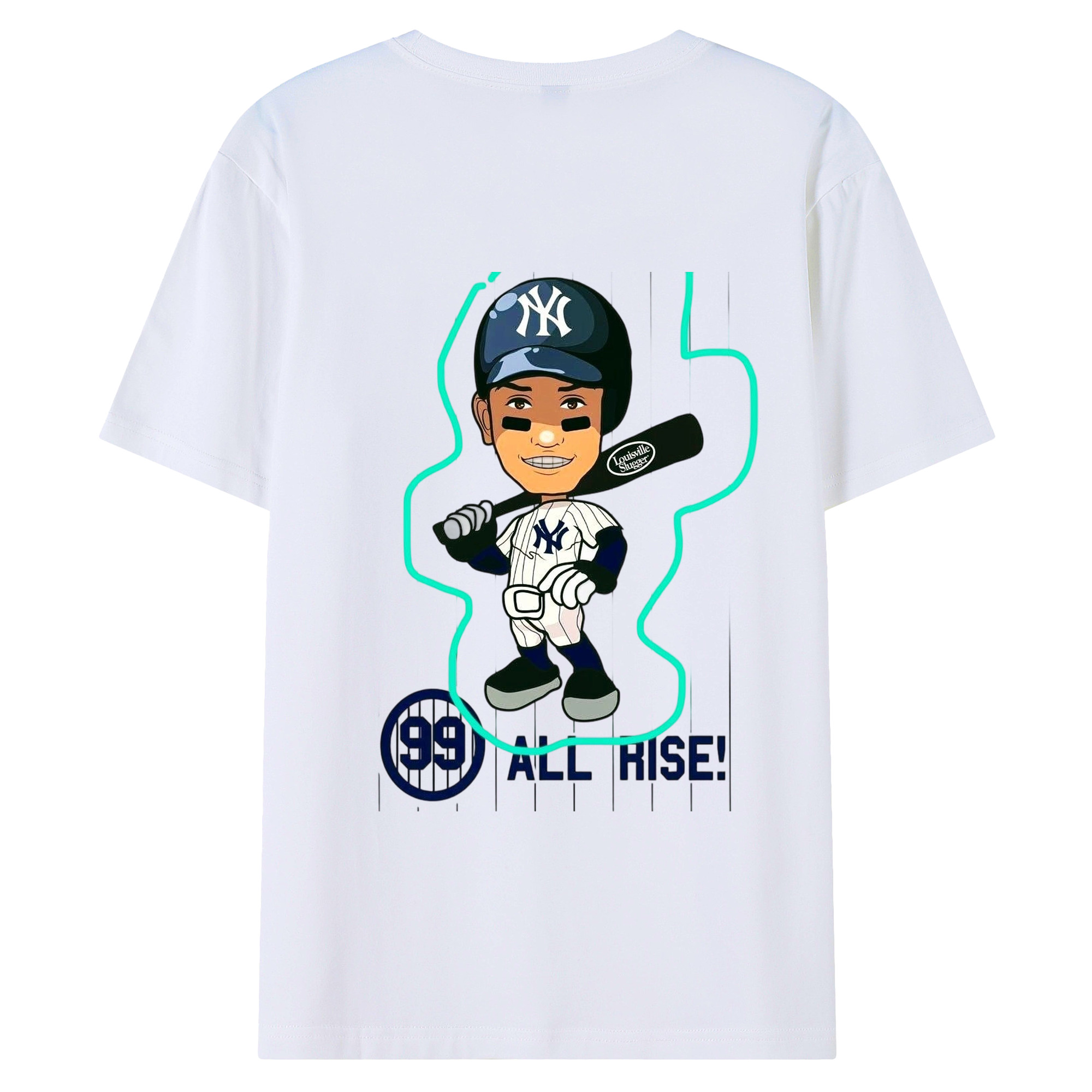 Aaron Judge 99 All Rise Cartoon 180g Combed Cotton T-Shirt With Back Heat Transfer Print – Soft, Lightweight, Fitted Design – Stylish Casual Wear For Sports & Everyday Use