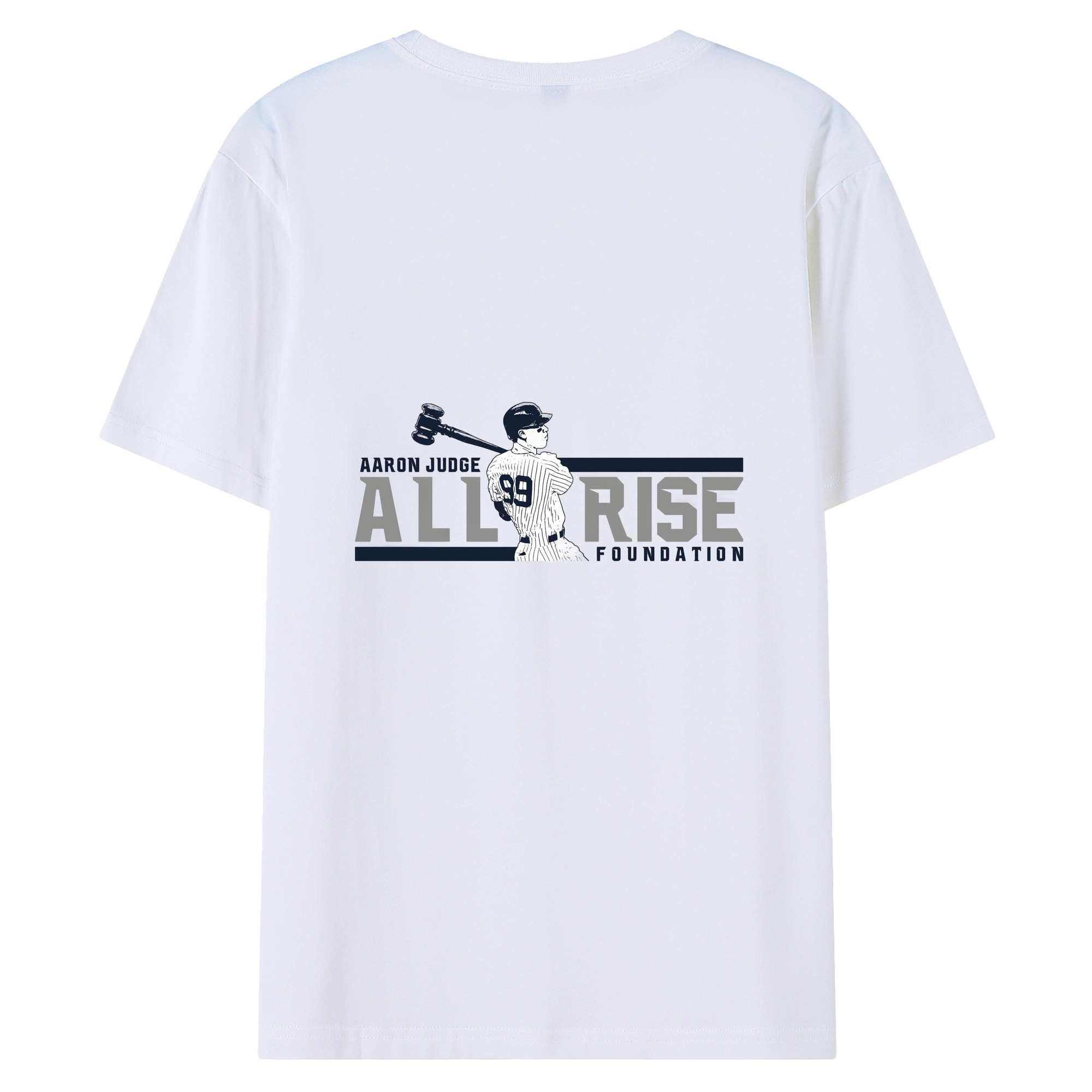 Aaron Judge All Rise Foundation Logo 180g Combed Cotton T-Shirt With Back Heat Transfer Print – Soft, Lightweight, Fitted Design – Stylish Casual Wear For Sports & Everyday Use