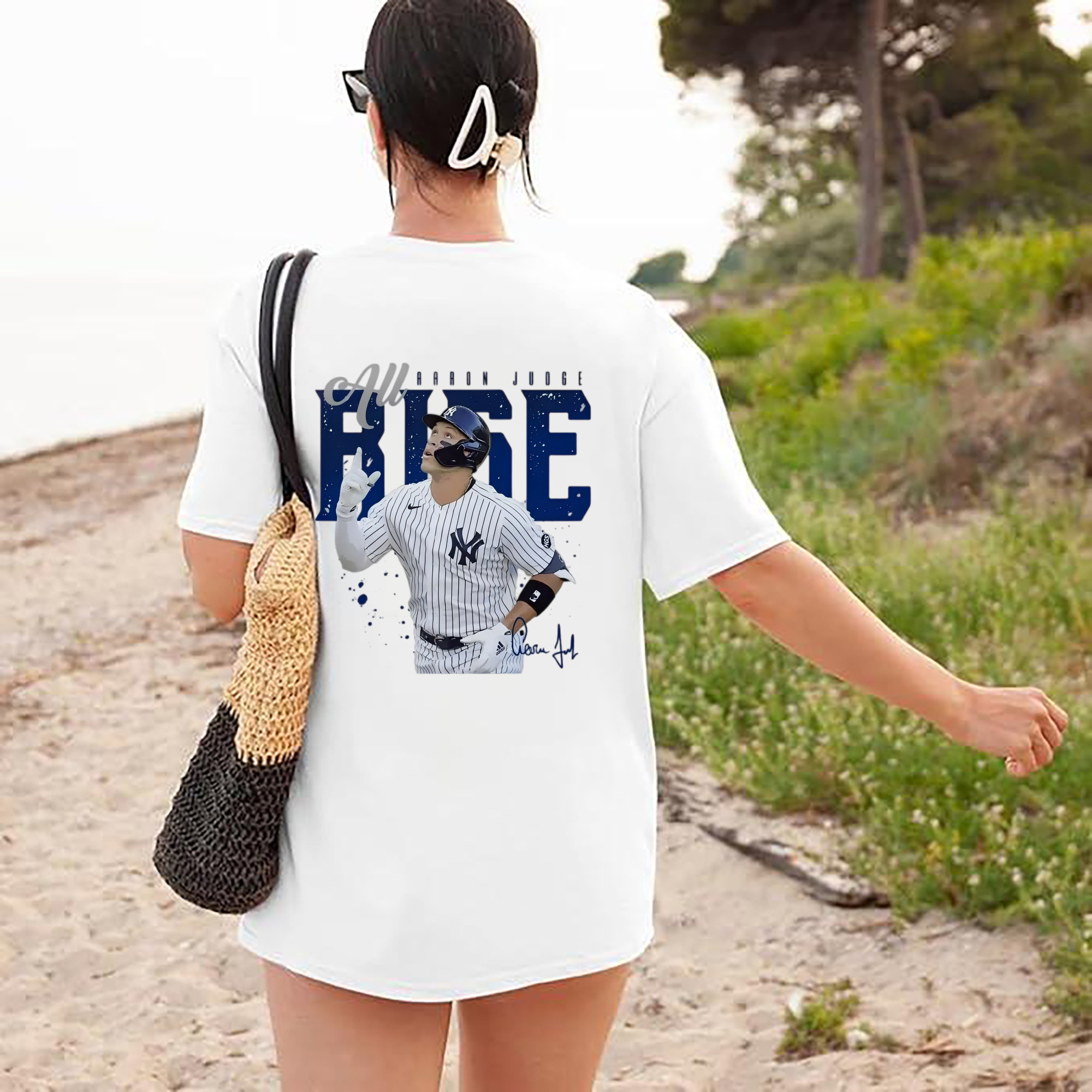 Aaron Judge 99 All Rise 180g Combed Cotton T-Shirt With Back Heat Transfer Print – Soft, Lightweight, Fitted Design – Stylish Casual Wear For Sports & Everyday Use