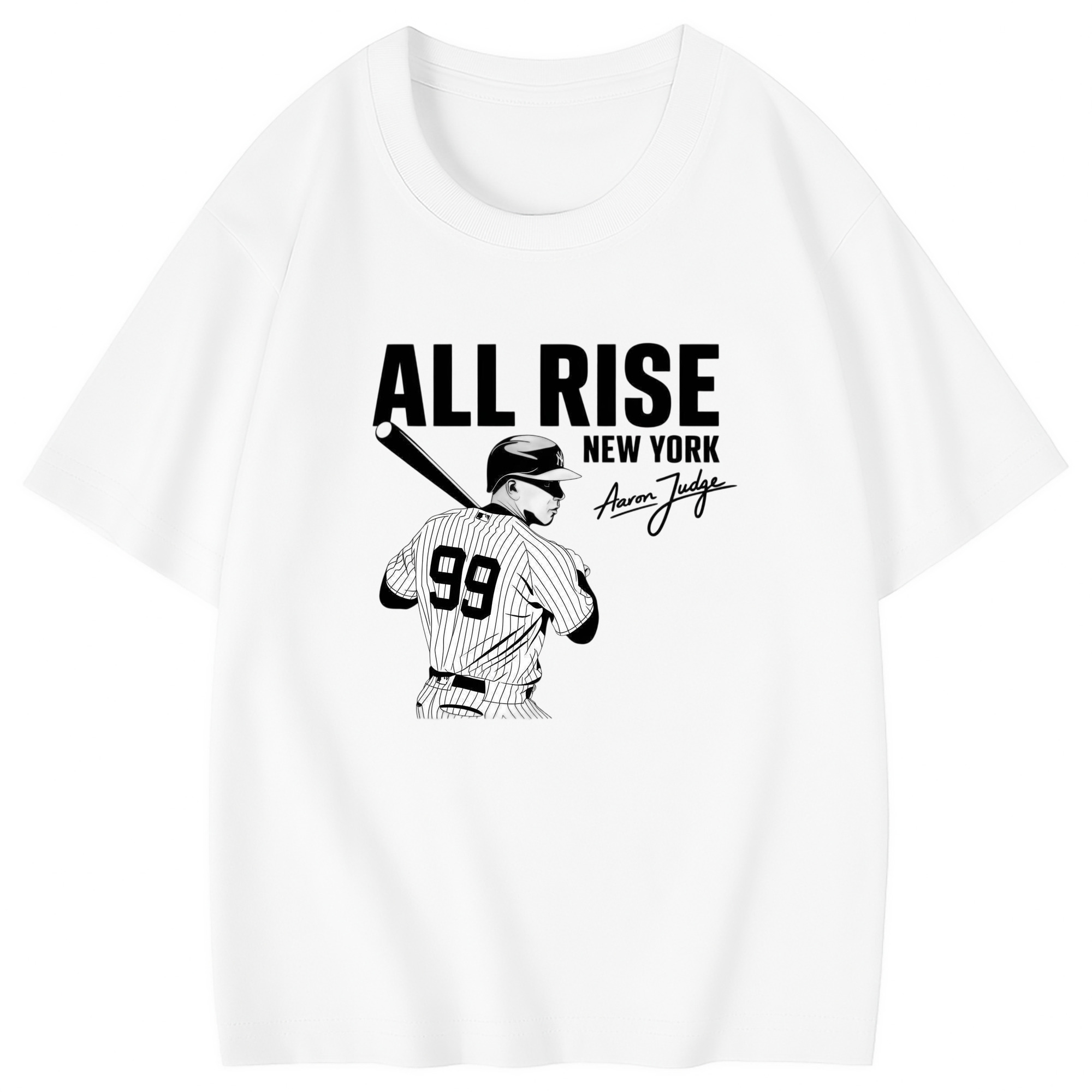 All Rise New York Aaron Judge 99 Combed Cotton Kids T-Shirt 180g With Front Heat Transfer Print – Soft, Lightweight, Side-Seamed Design – Stylish And Comfortable Casual Wear For Everyday Activities