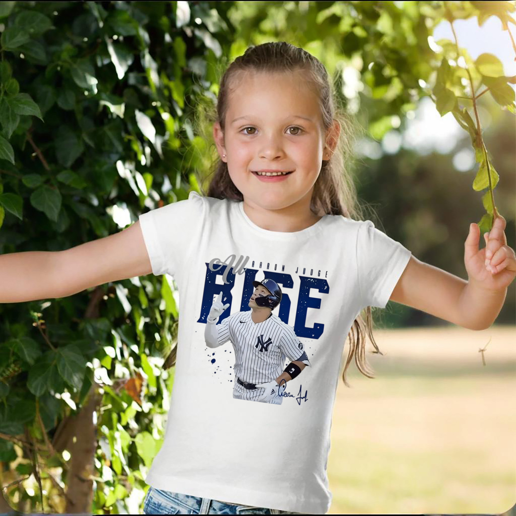 Aaron Judge 99 All Rise Combed Cotton Kids T-Shirt 180g With Front Heat Transfer Print – Soft, Lightweight, Side-Seamed Design – Stylish And Comfortable Casual Wear For Everyday Activities