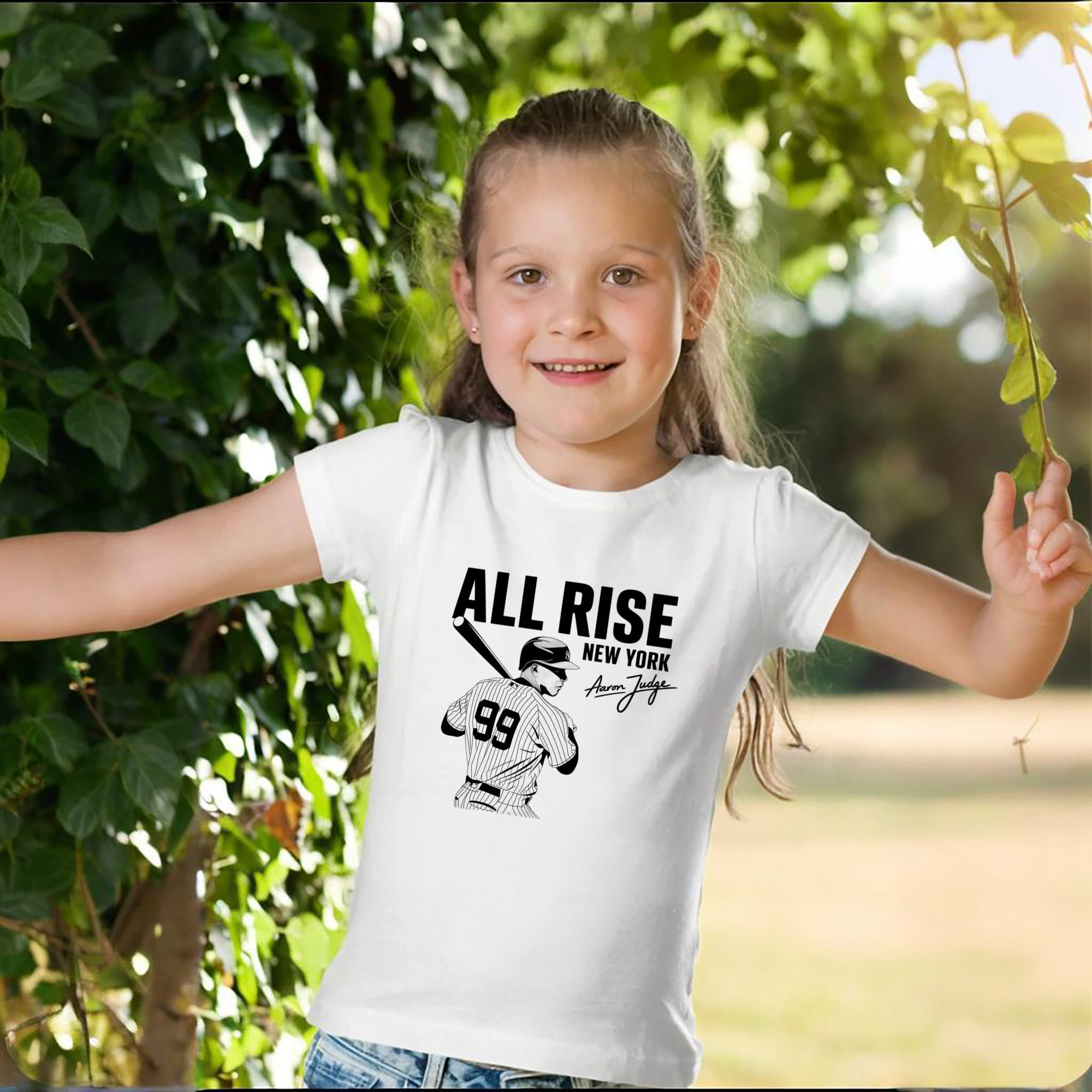 All Rise New York Aaron Judge 99 Combed Cotton Kids T-Shirt 180g With Front Heat Transfer Print – Soft, Lightweight, Side-Seamed Design – Stylish And Comfortable Casual Wear For Everyday Activities