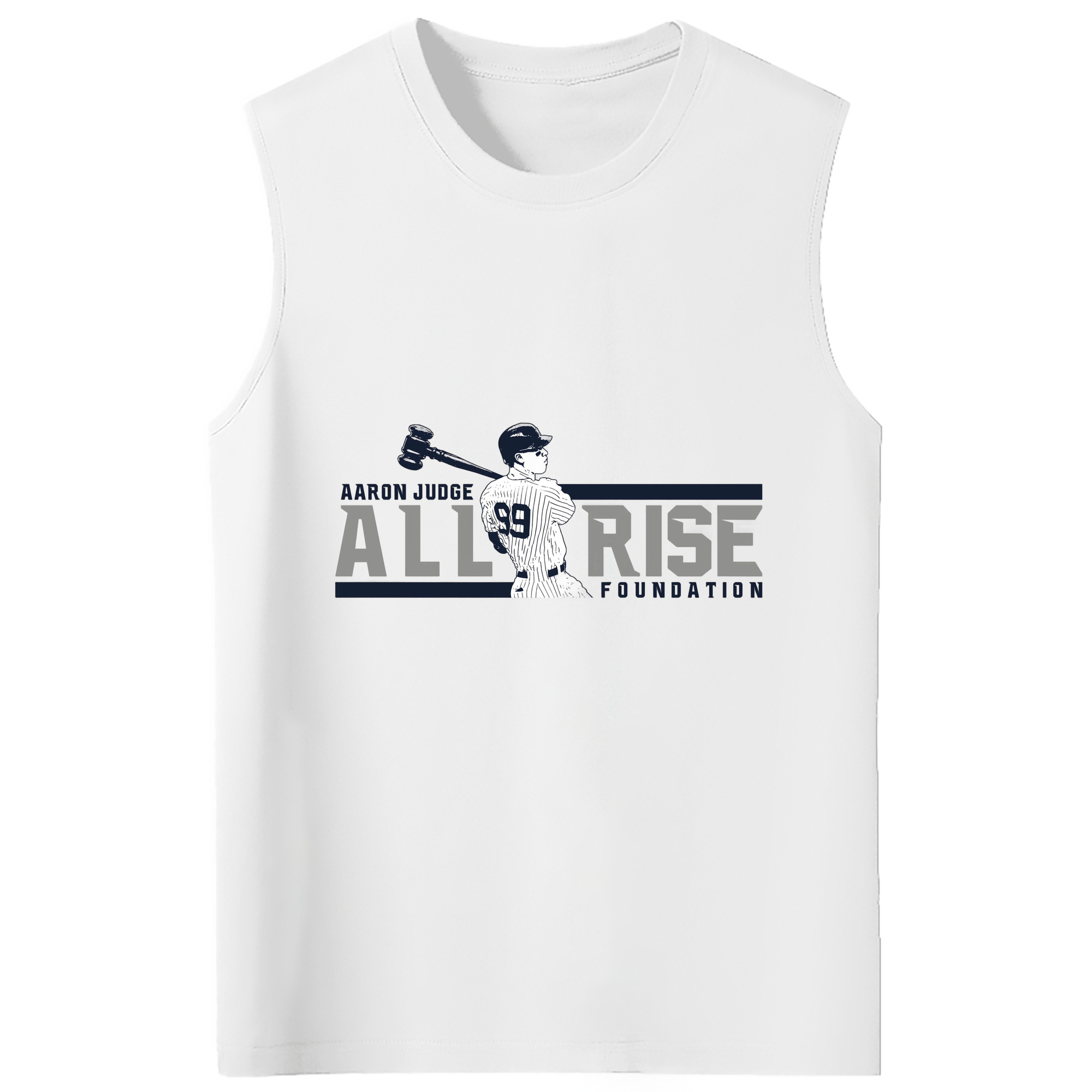 Aaron Judge All Rise Foundation Logo 210g Combed Cotton Tank Top With Front Heat Transfer Print – Soft, Lightweight, Fitted Design – Stylish & Comfortable Casual Wear For Sports & Everyday Use