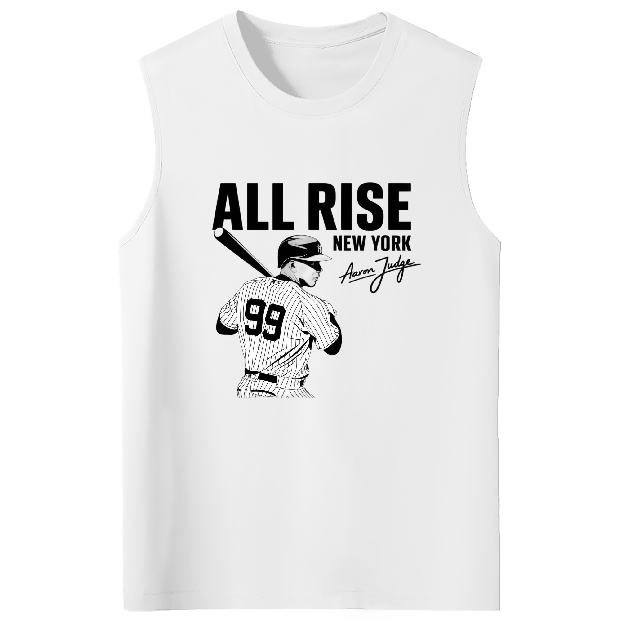 All Rise New York Aaron Judge 99 210g Combed Cotton Tank Top With Front Heat Transfer Print – Soft, Lightweight, Fitted Design – Stylish & Comfortable Casual Wear For Sports & Everyday Use
