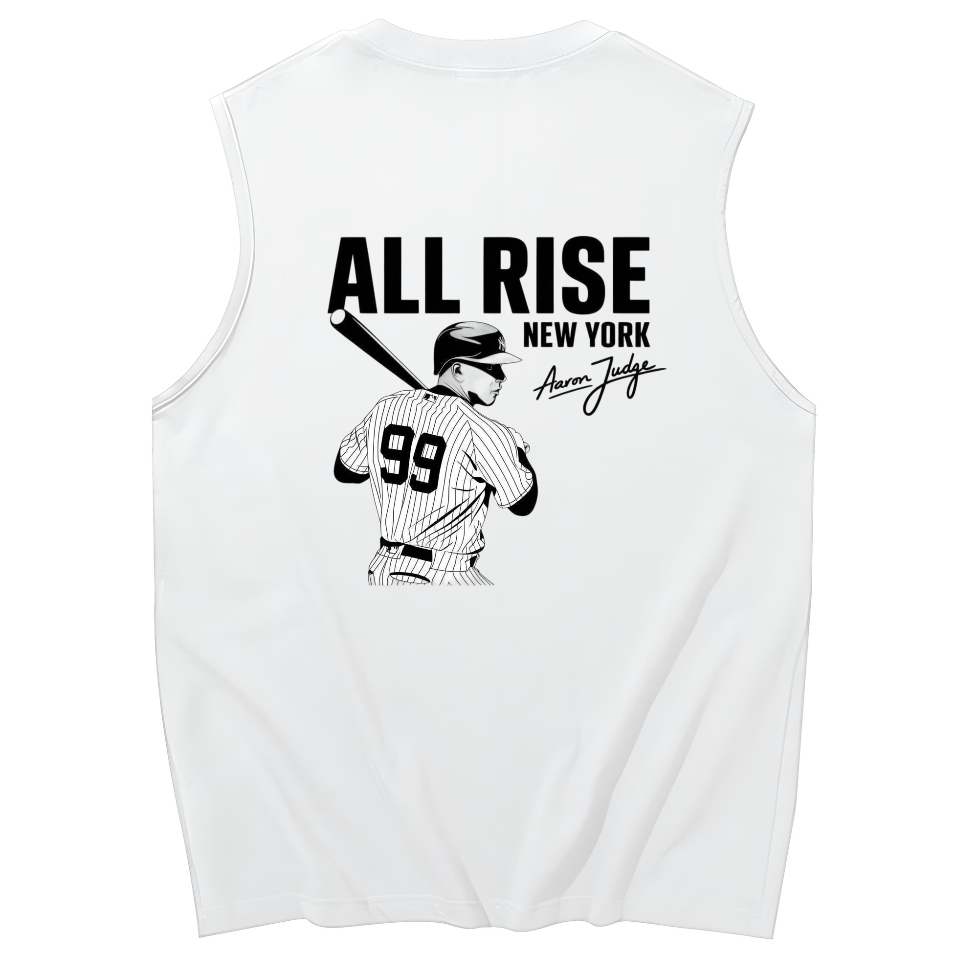All Rise New York Aaron Judge 99 230g Pure Cotton Tank Top With Back Heat Transfer Print – Soft, Lightweight, Fitted Design – Stylish & Comfortable Casual Wear For Sports & Everyday Use